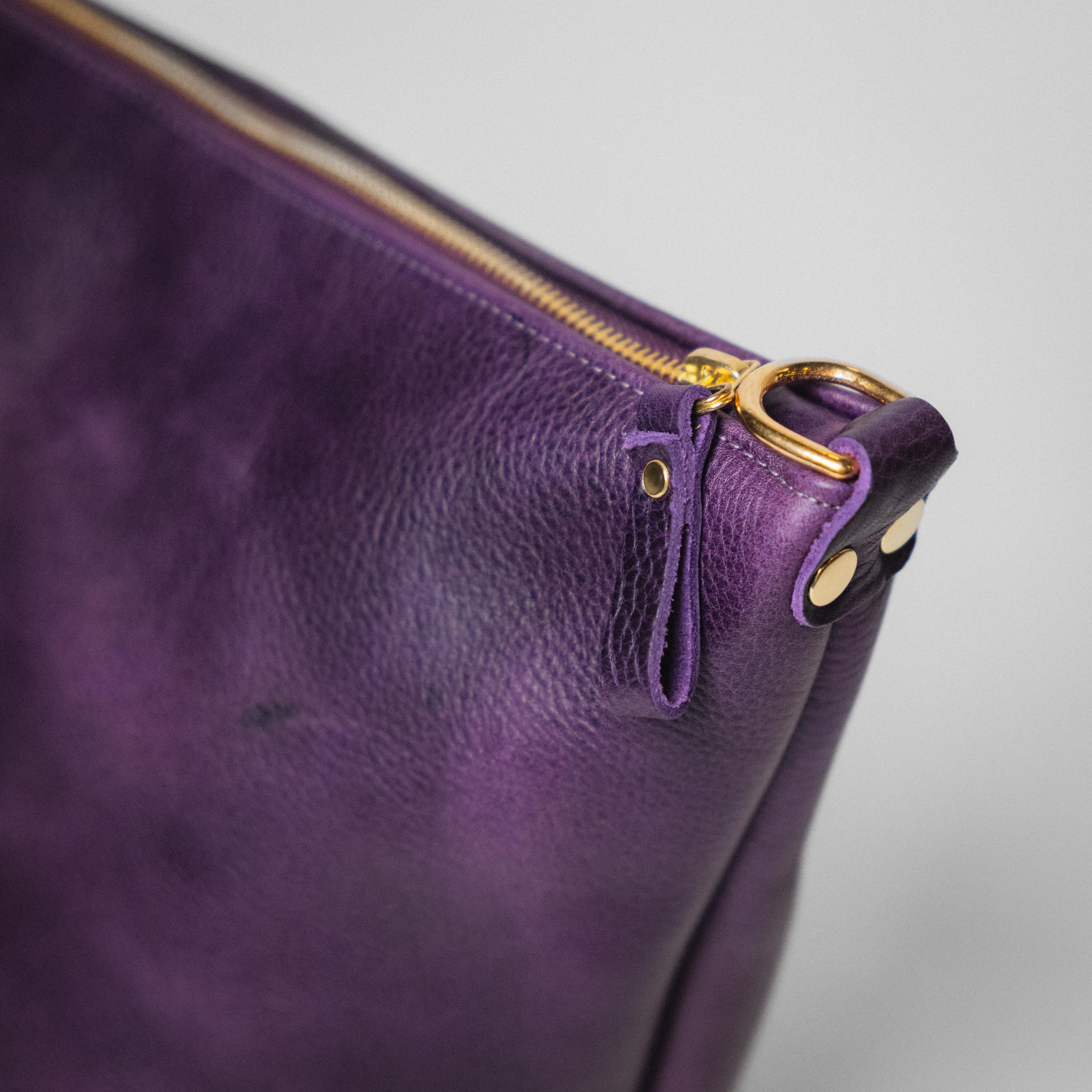 Purple Bulldog Zip-Top Bucket Bag