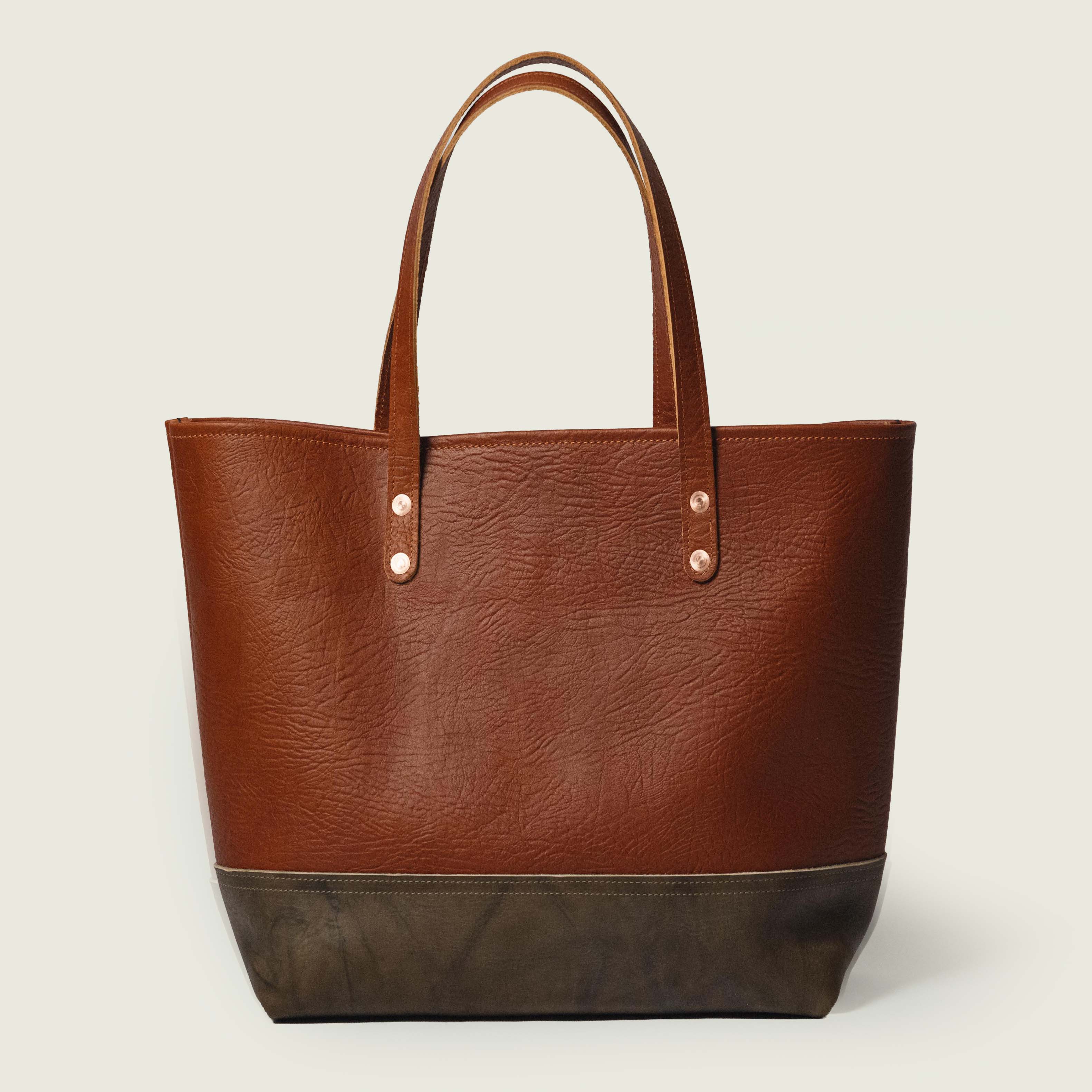 Tan Bison & Olive Crunch Panel Tote