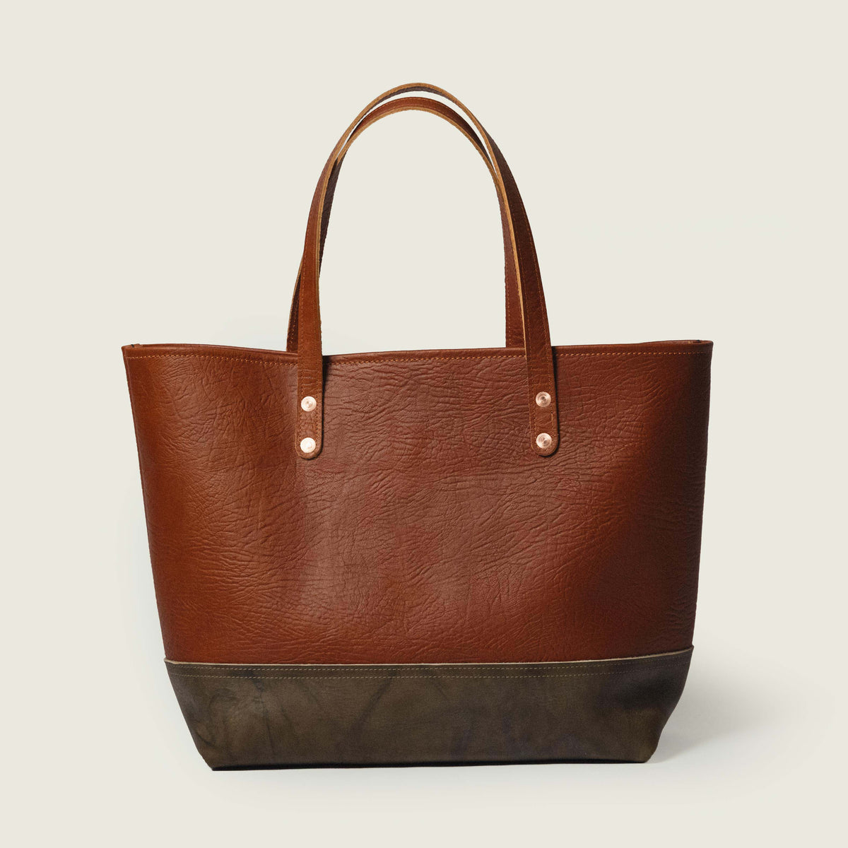 Tan Bison & Olive Crunch East West Panel Tote
