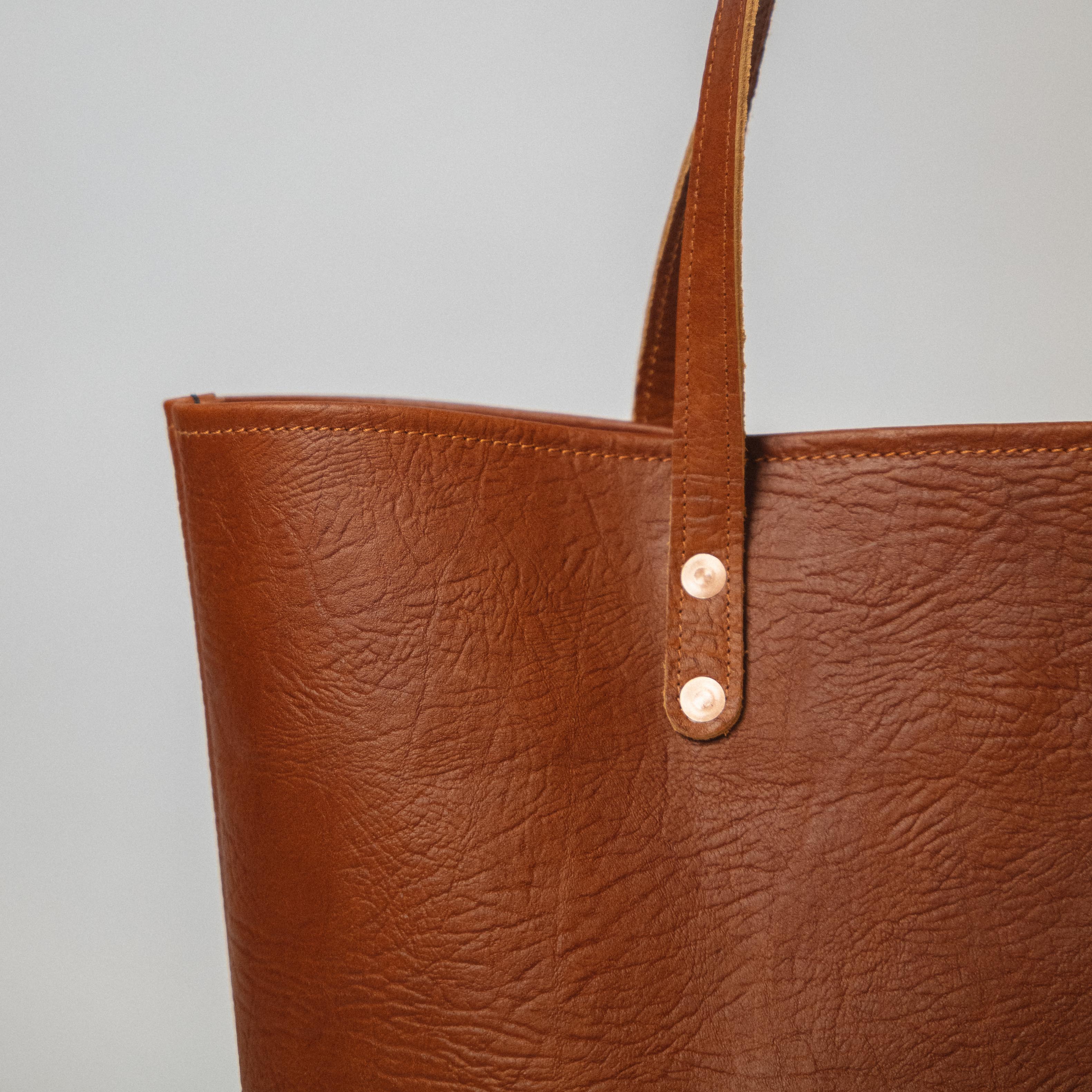 Tan Bison & Olive Crunch East West Panel Tote