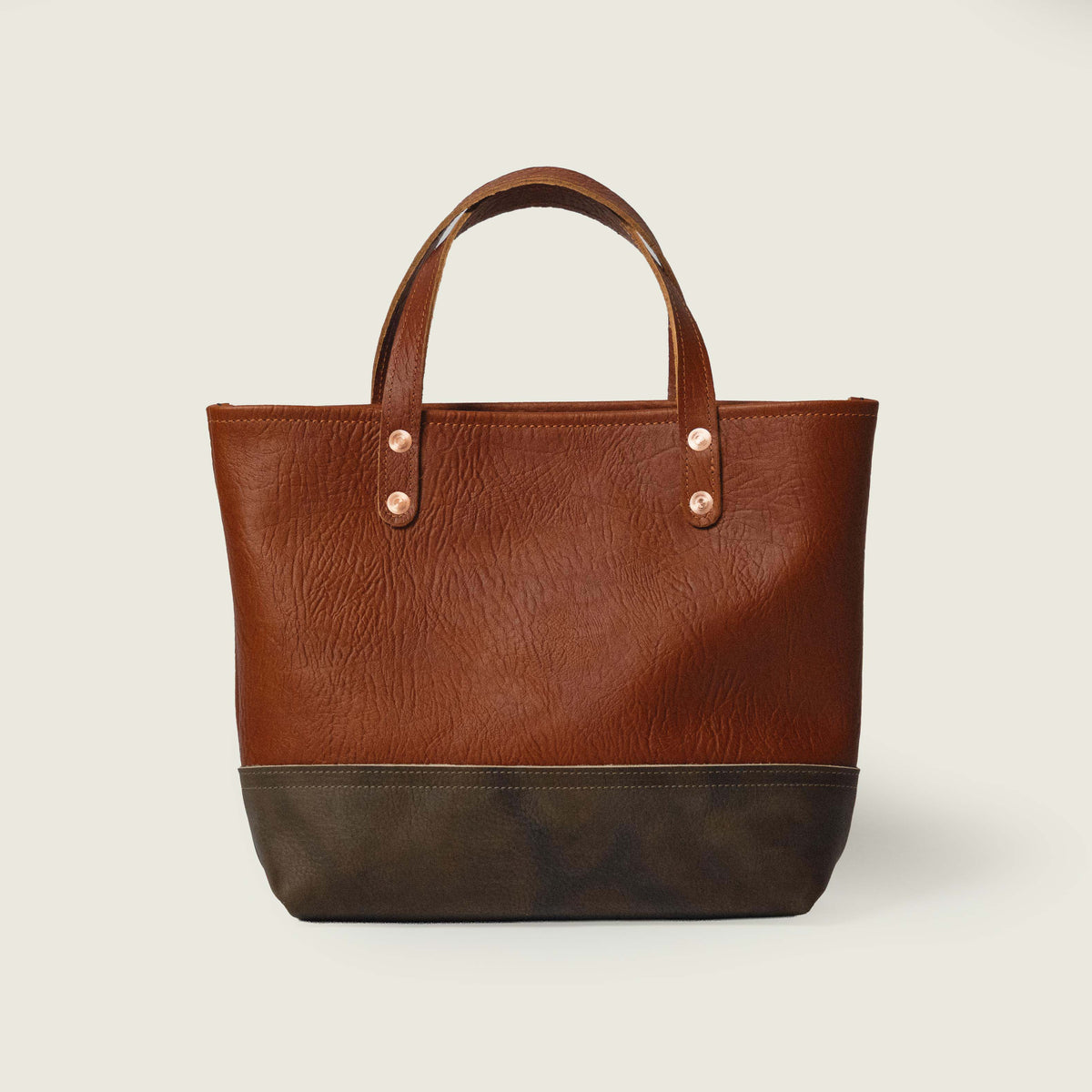 Tan Bison & Olive Crunch Mini Panel Tote