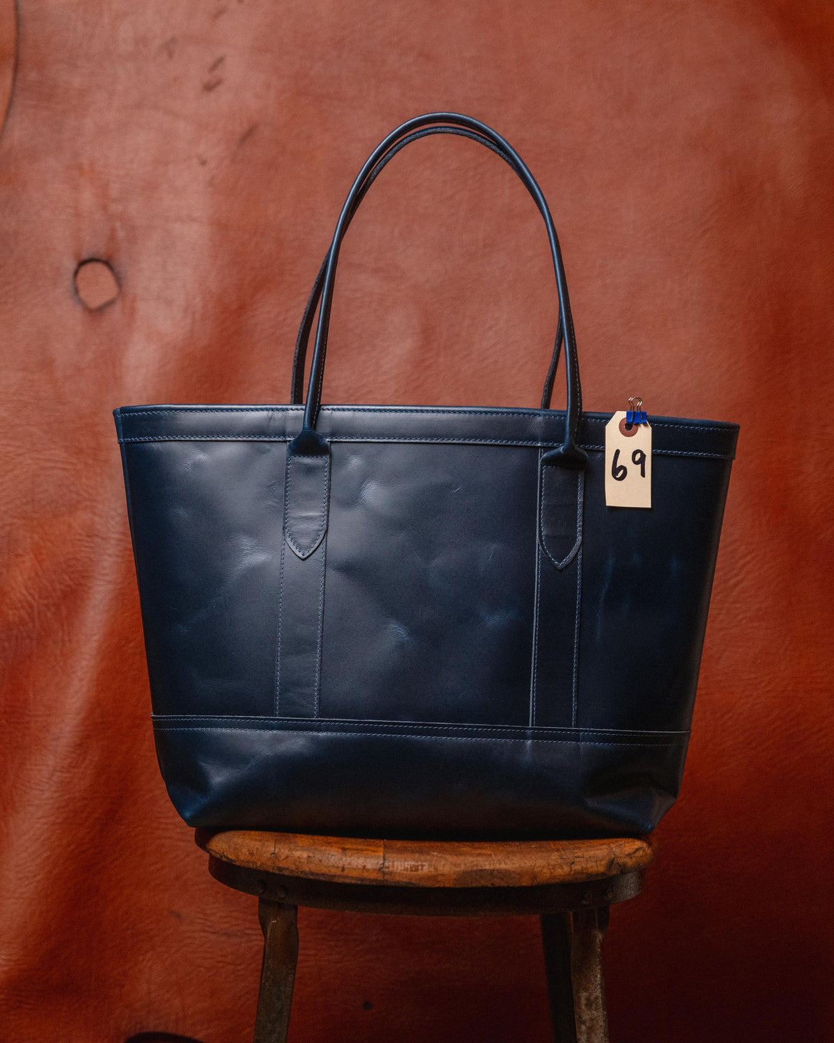 69. Navy East West Flagship Tote with Zipper