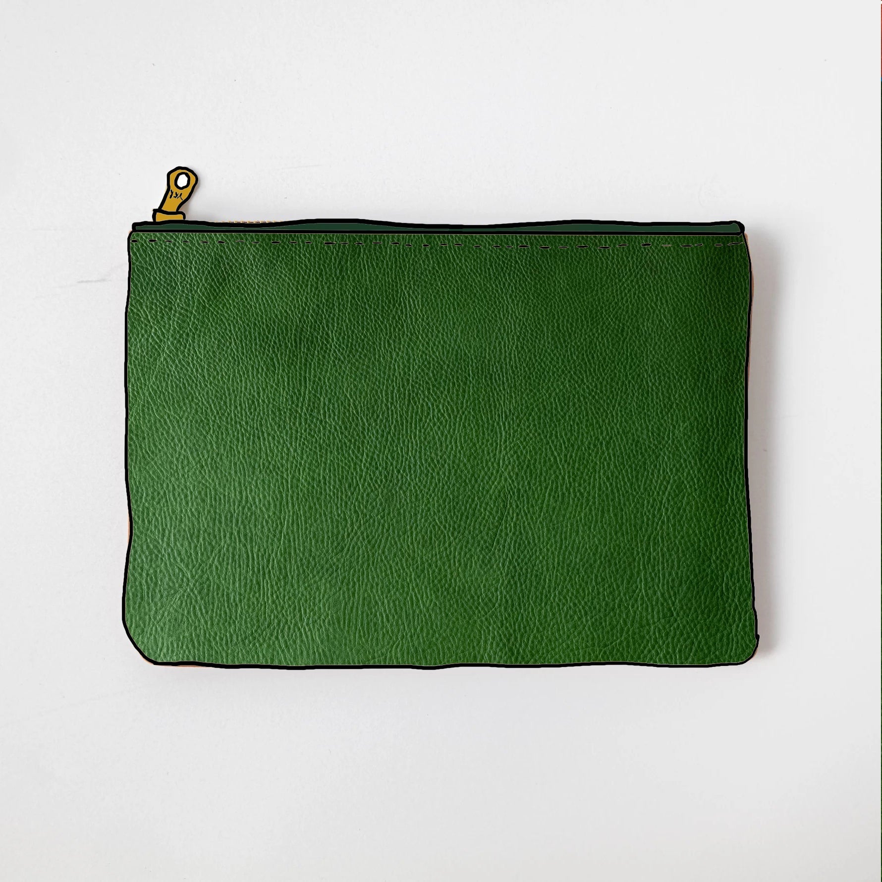 Leaf Cypress Medium Zip Pouch- leather zipper pouch - KMM &amp; Co.