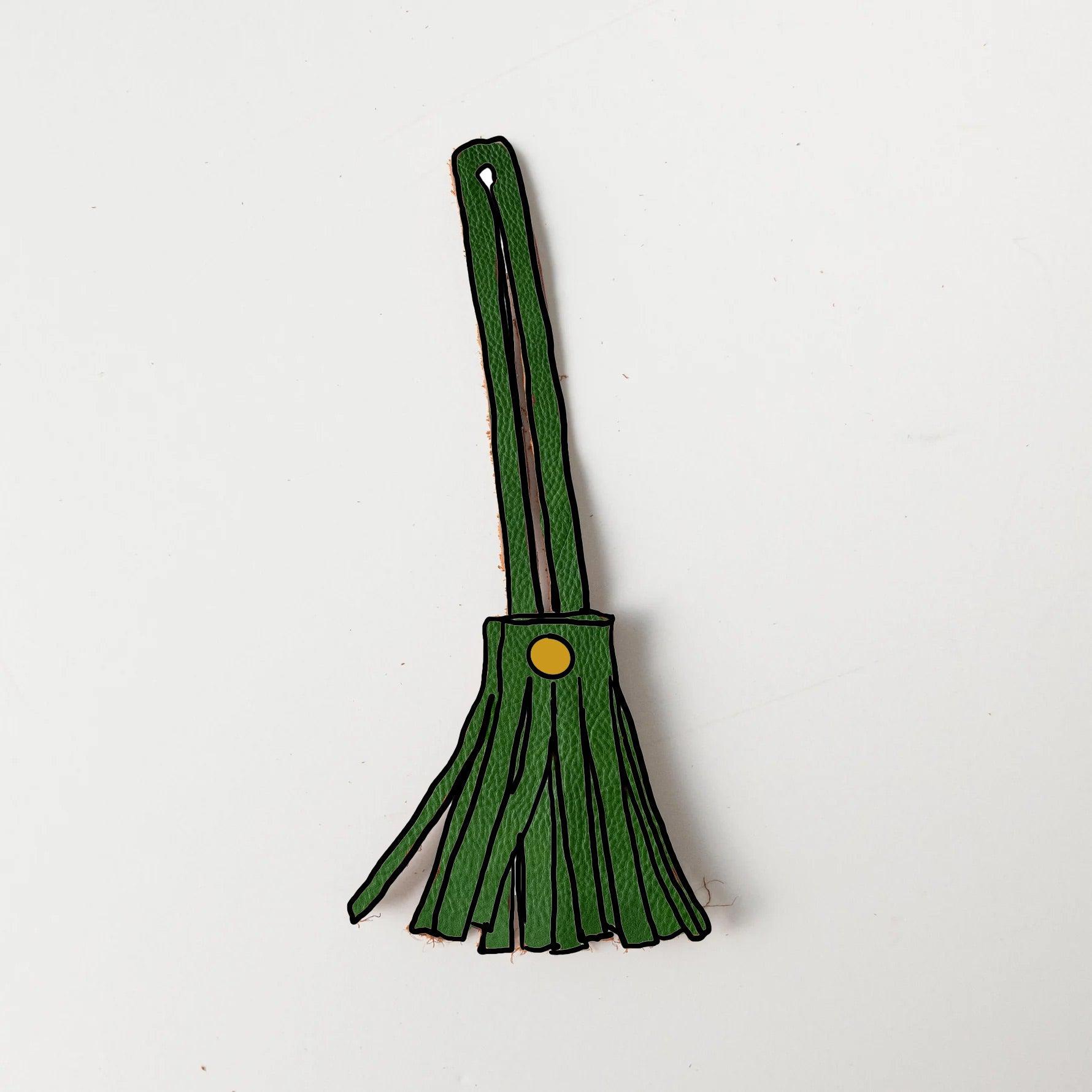 Leaf Cypress Mini Tassel- leather tassel keychain - KMM & Co.