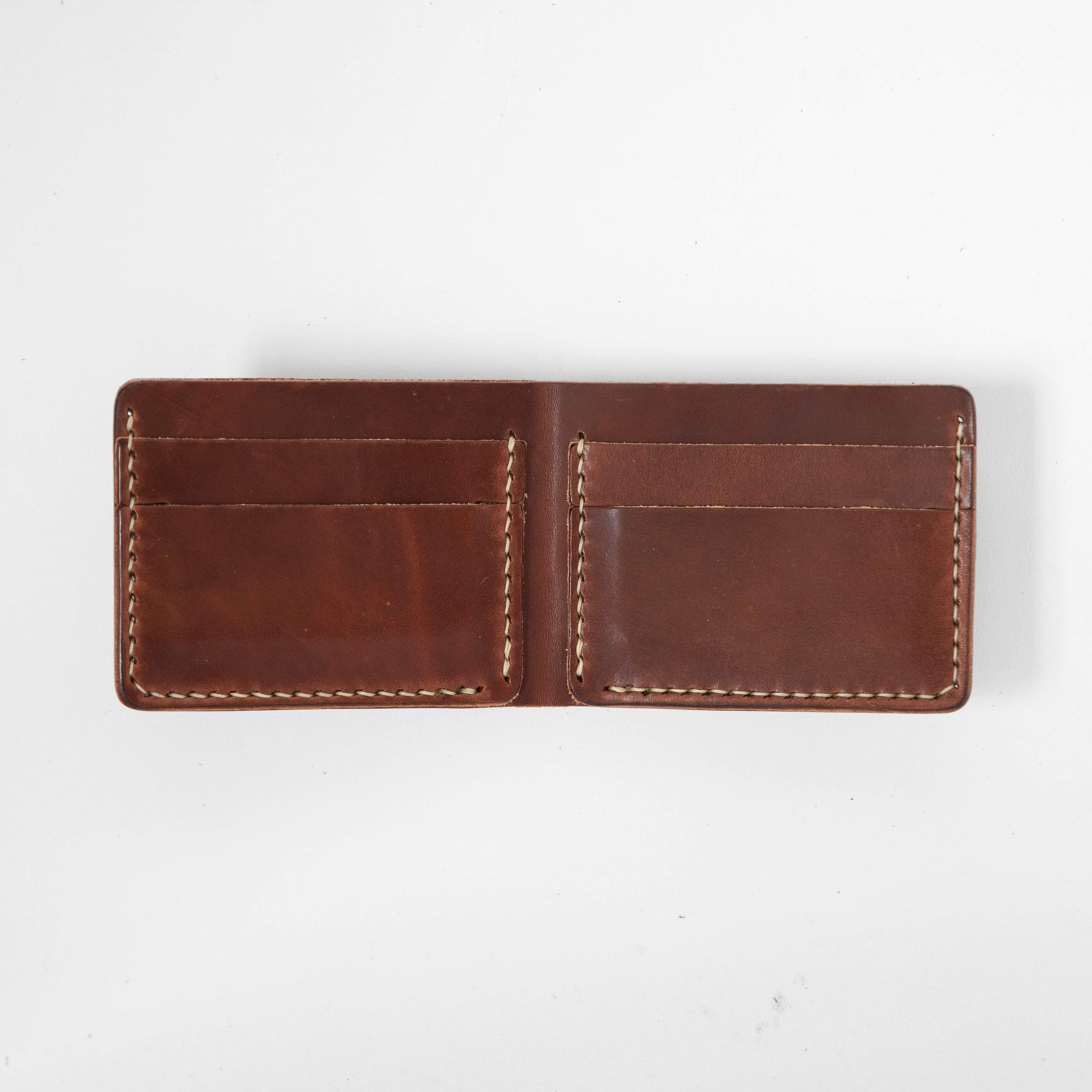 Medium Brown Billfold- leather billfold wallet - mens leather bifold wallet - KMM & Co.