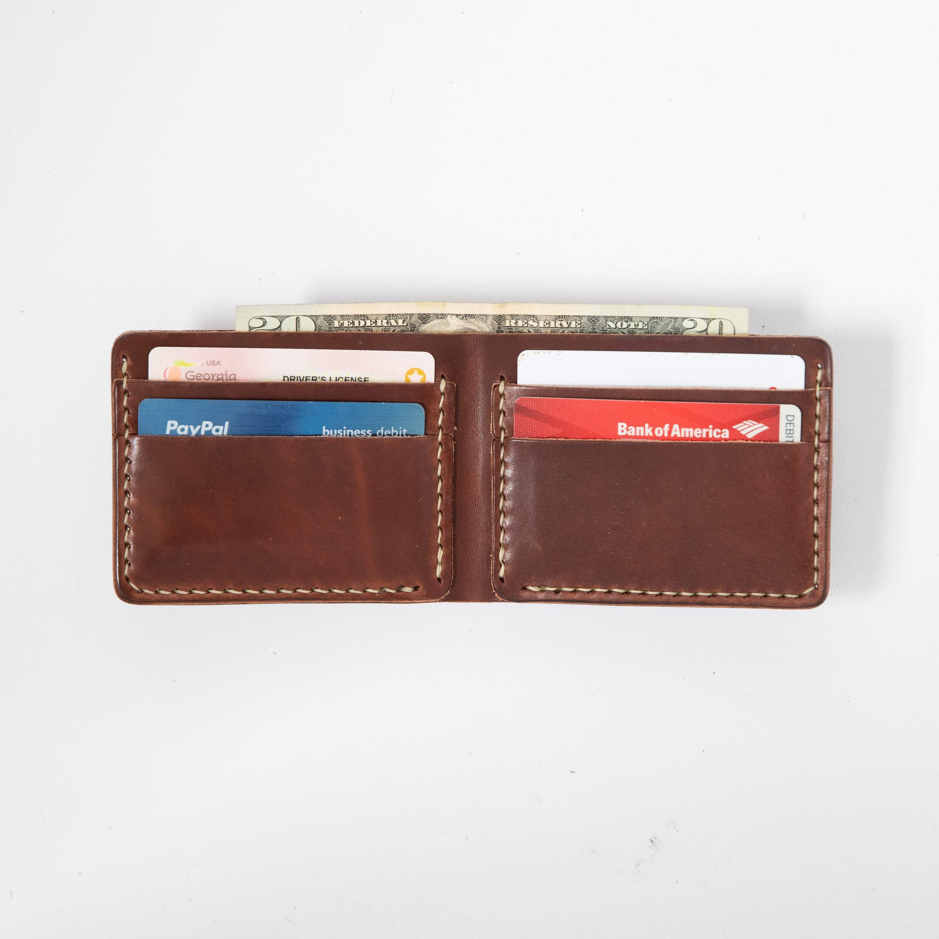 Medium Brown Billfold- leather billfold wallet - mens leather bifold wallet - KMM & Co.