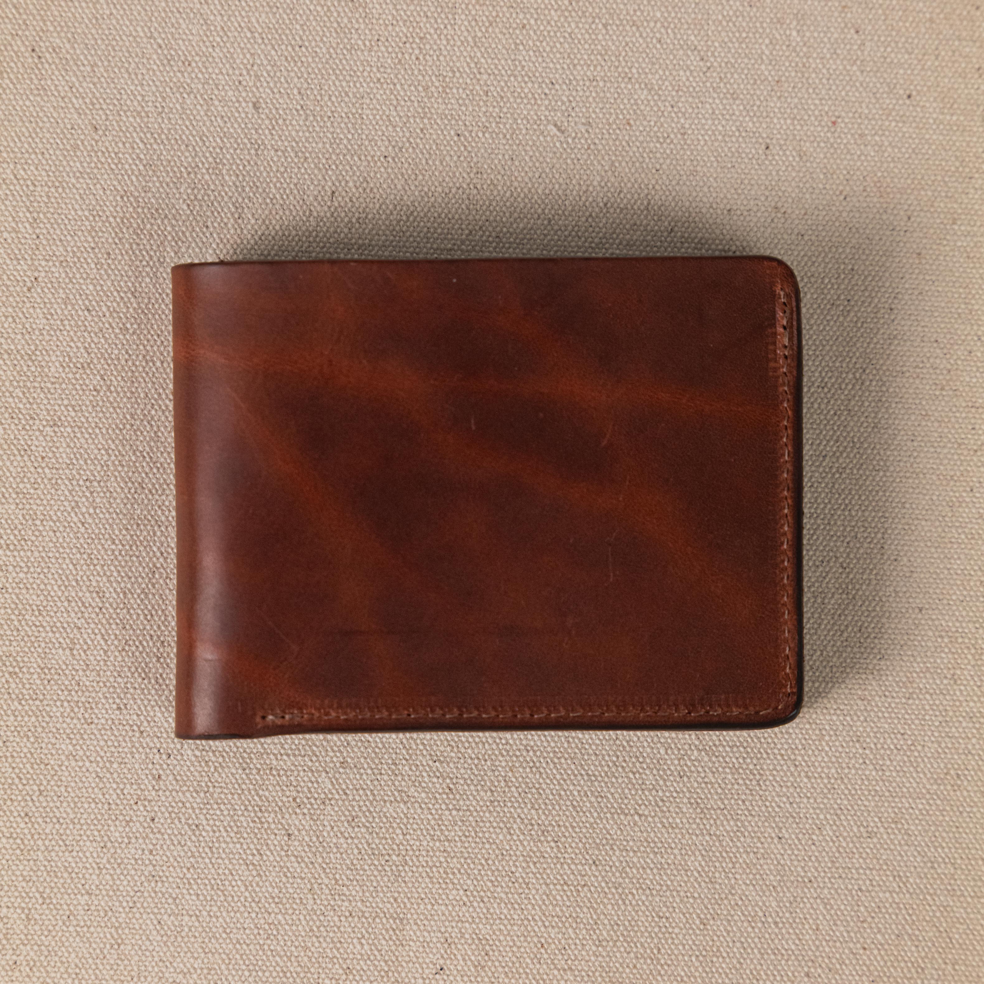 Medium Brown Billfold- leather billfold wallet - mens leather bifold wallet - KMM & Co.