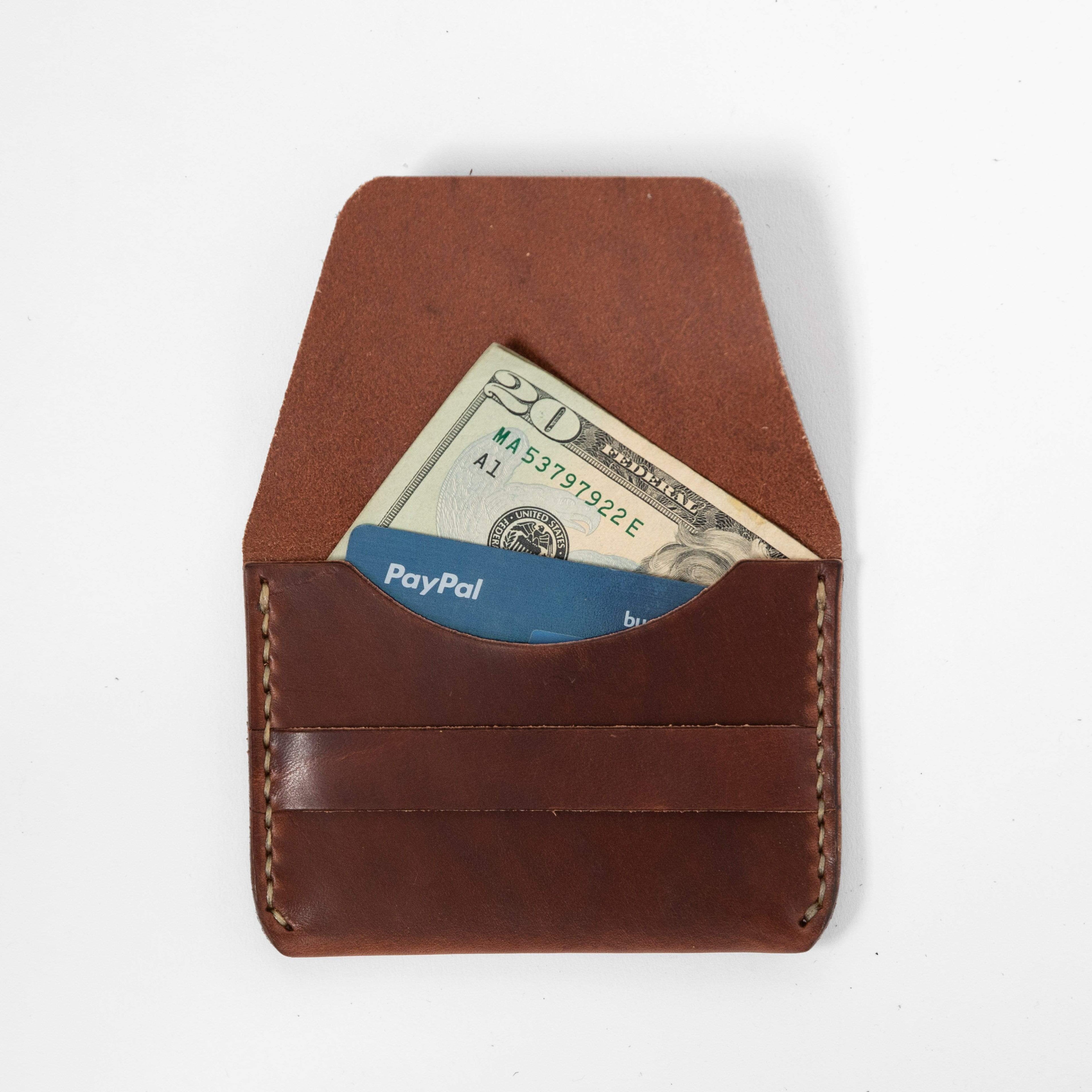 Medium Brown Flap Wallet- mens leather wallet - handmade leather wallets at KMM & Co.