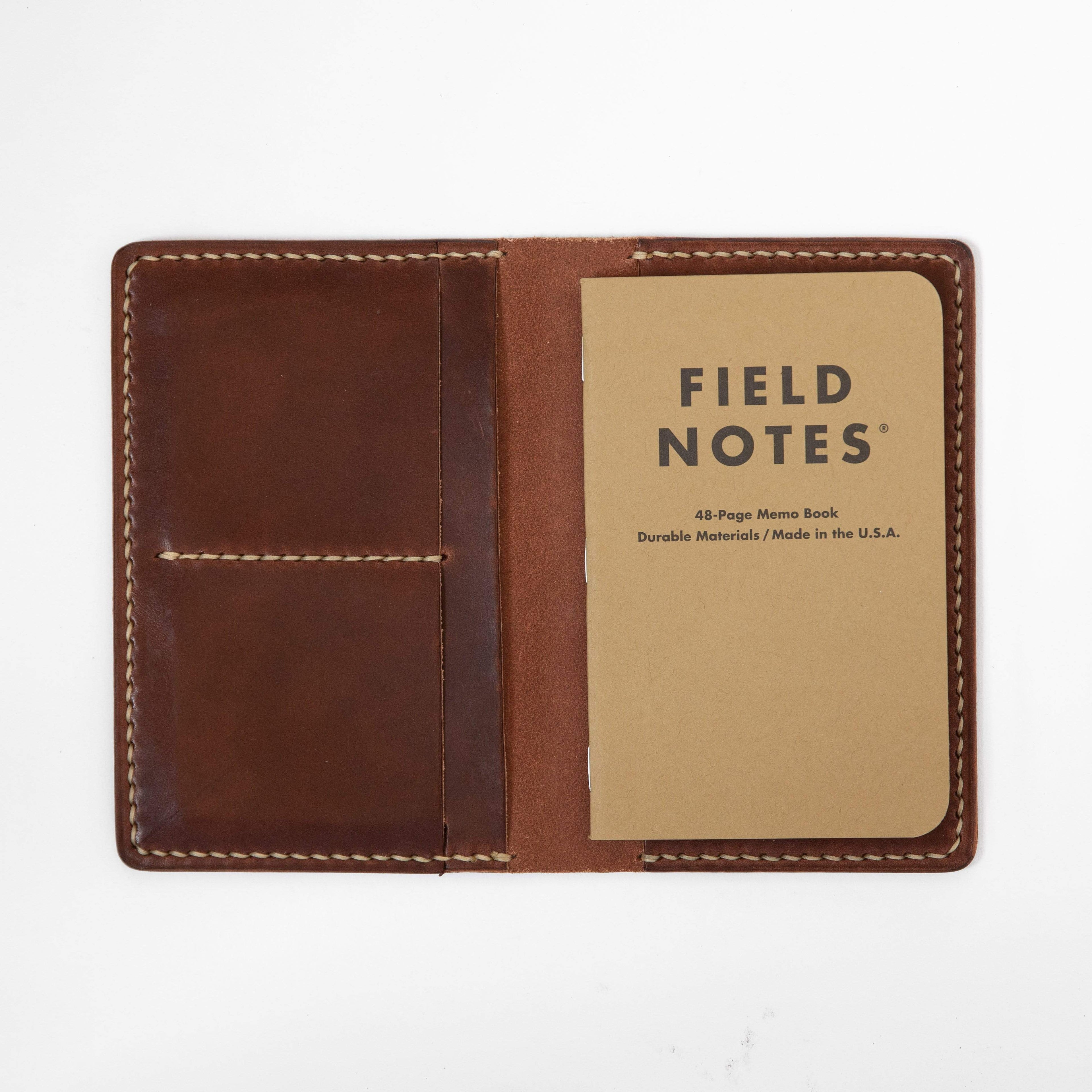 Medium Brown Notebook Wallet- leather notebook cover - passport holder - KMM &amp; Co.