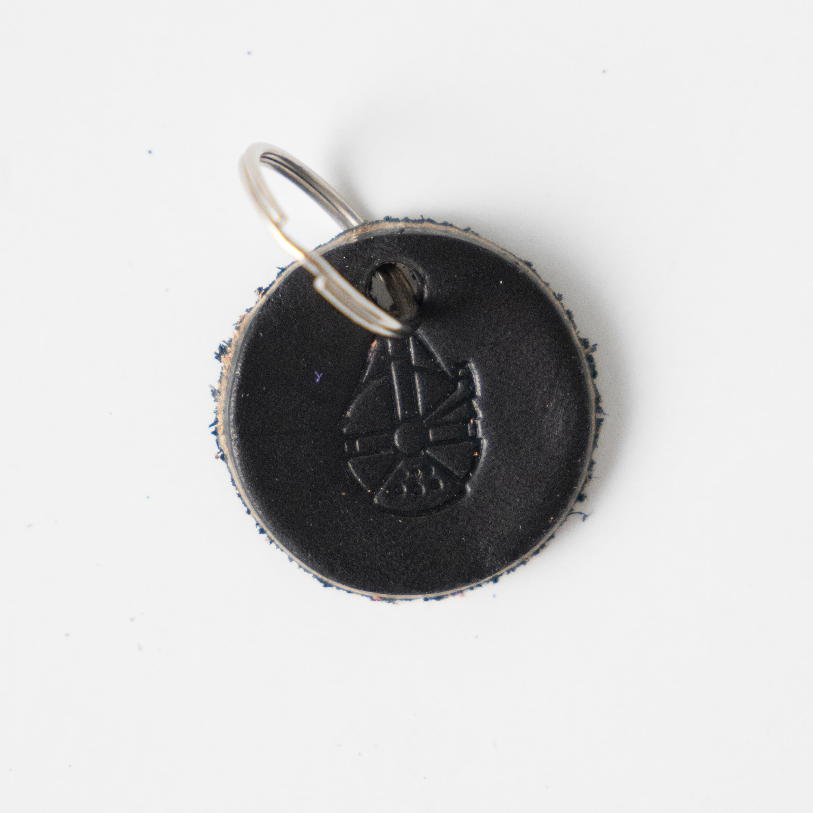 Millennium Falcon Circle Key Fob- leather keychain - leather key holder - leather key fob - KMM & Co.