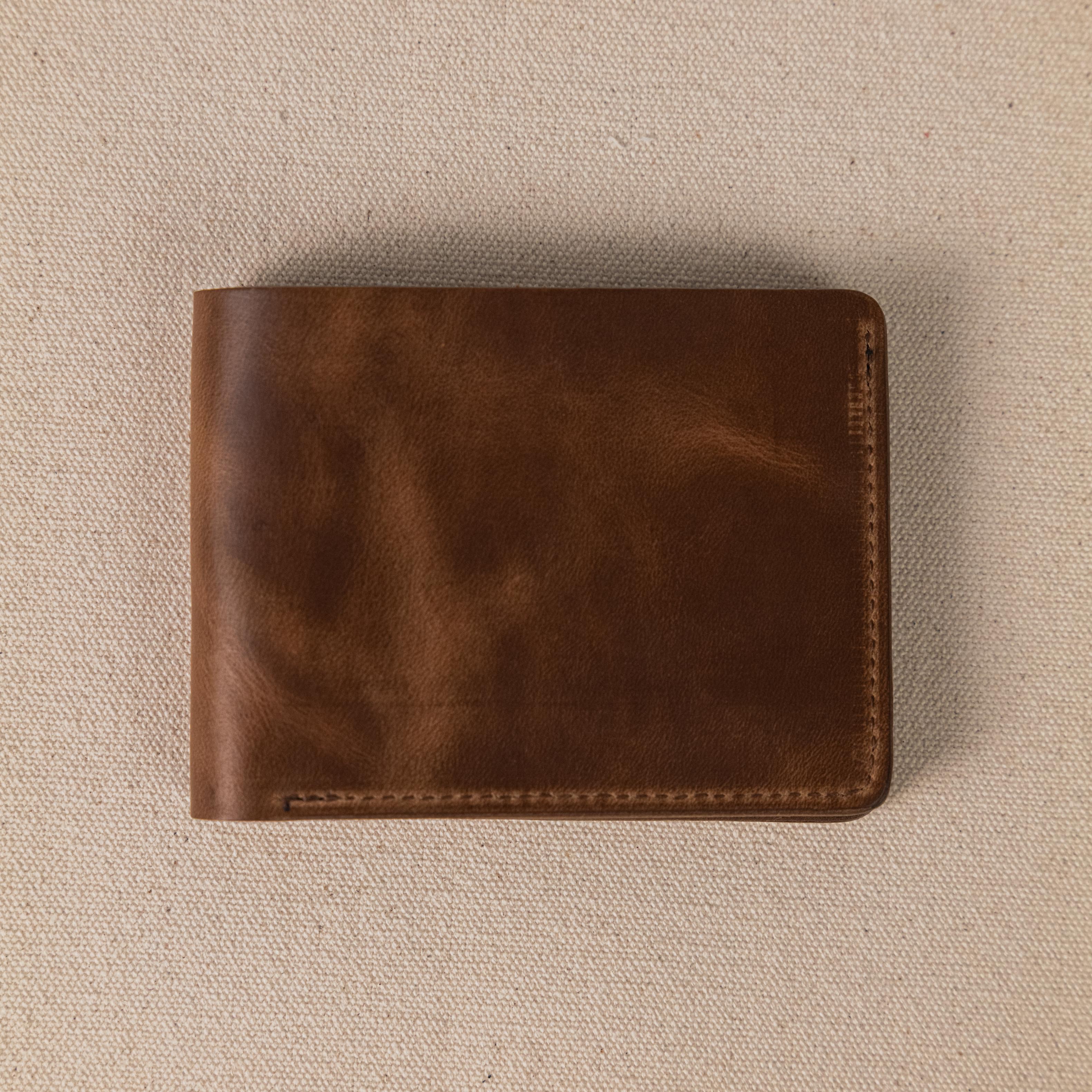 Natural Chromexcel Billfold- leather billfold wallet - mens leather bifold wallet - KMM & Co.