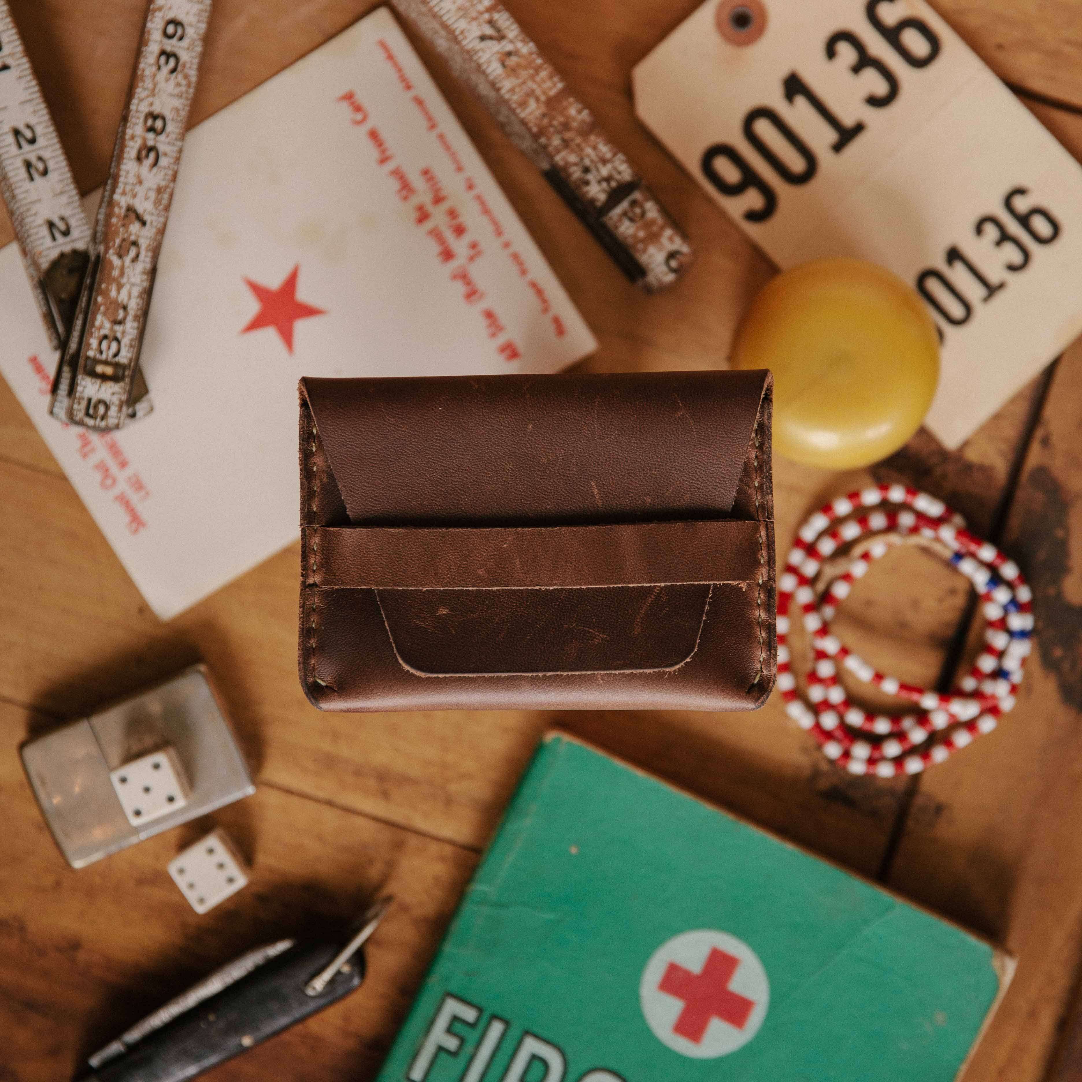 Natural Chromexcel Flap Wallet- mens leather wallet - handmade leather wallets at KMM & Co.