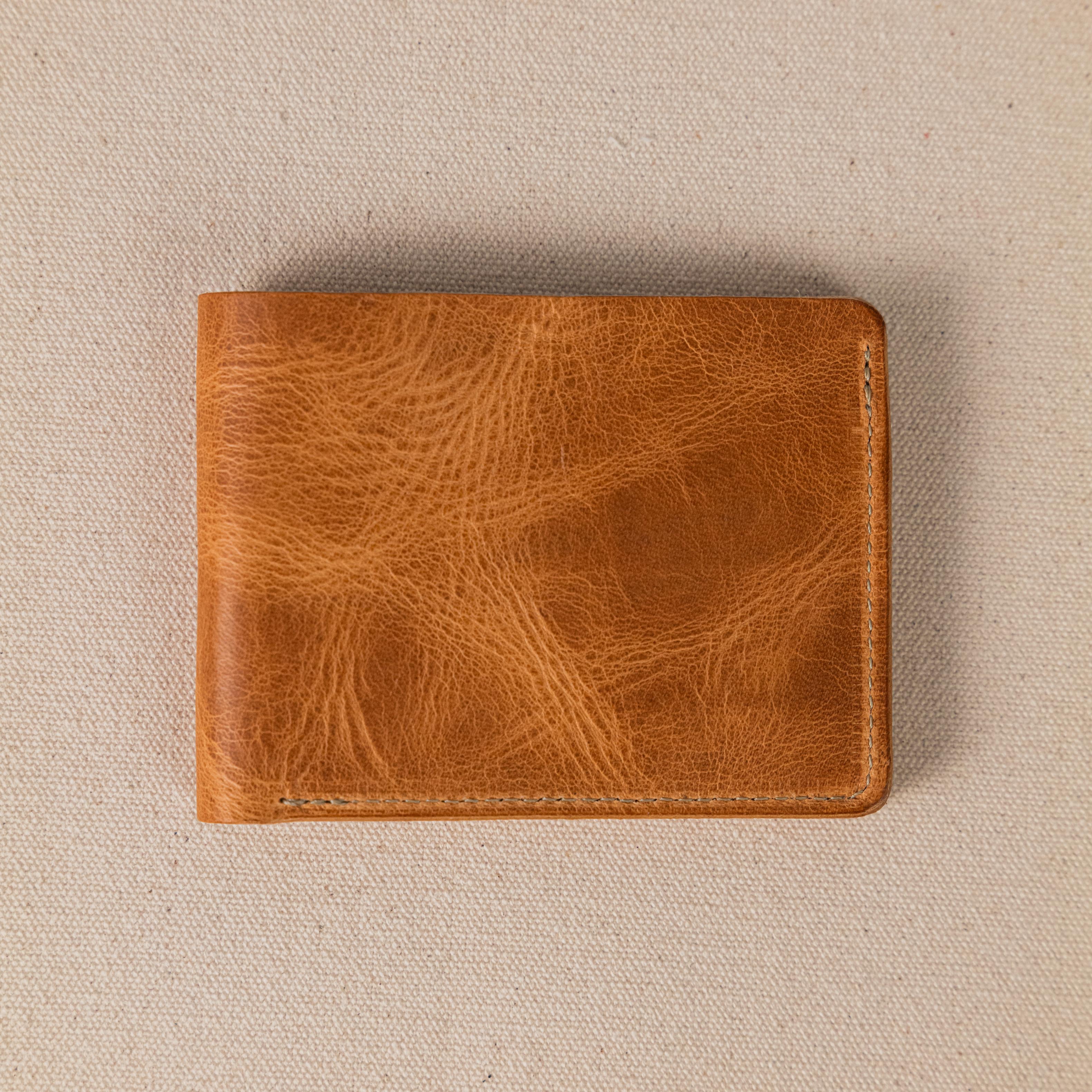 Natural Dublin Billfold- leather billfold wallet - mens leather bifold wallet - KMM & Co.