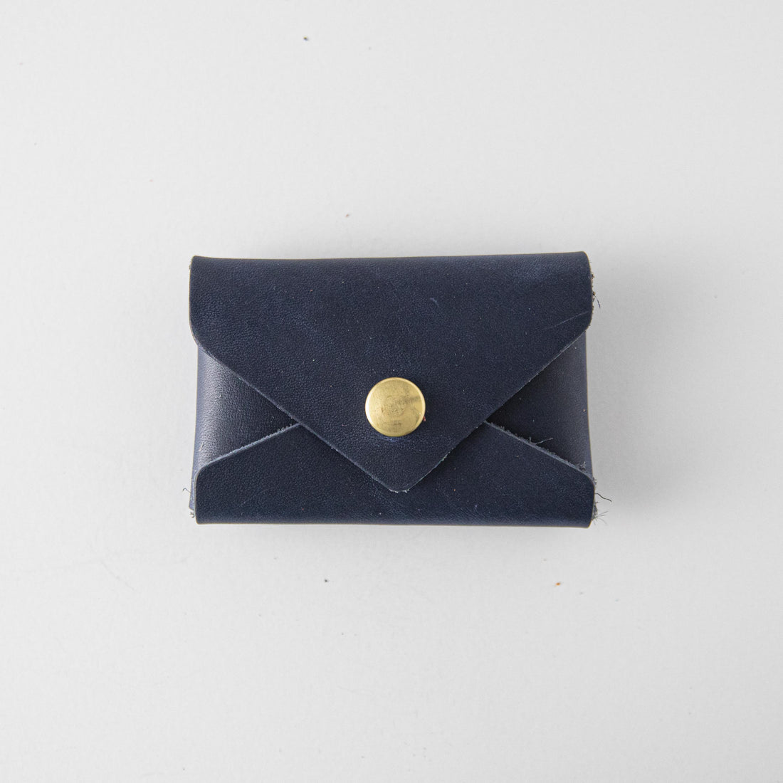 Navy Card Envelope- card holder wallet - leather wallet made in America at KMM &amp; Co.