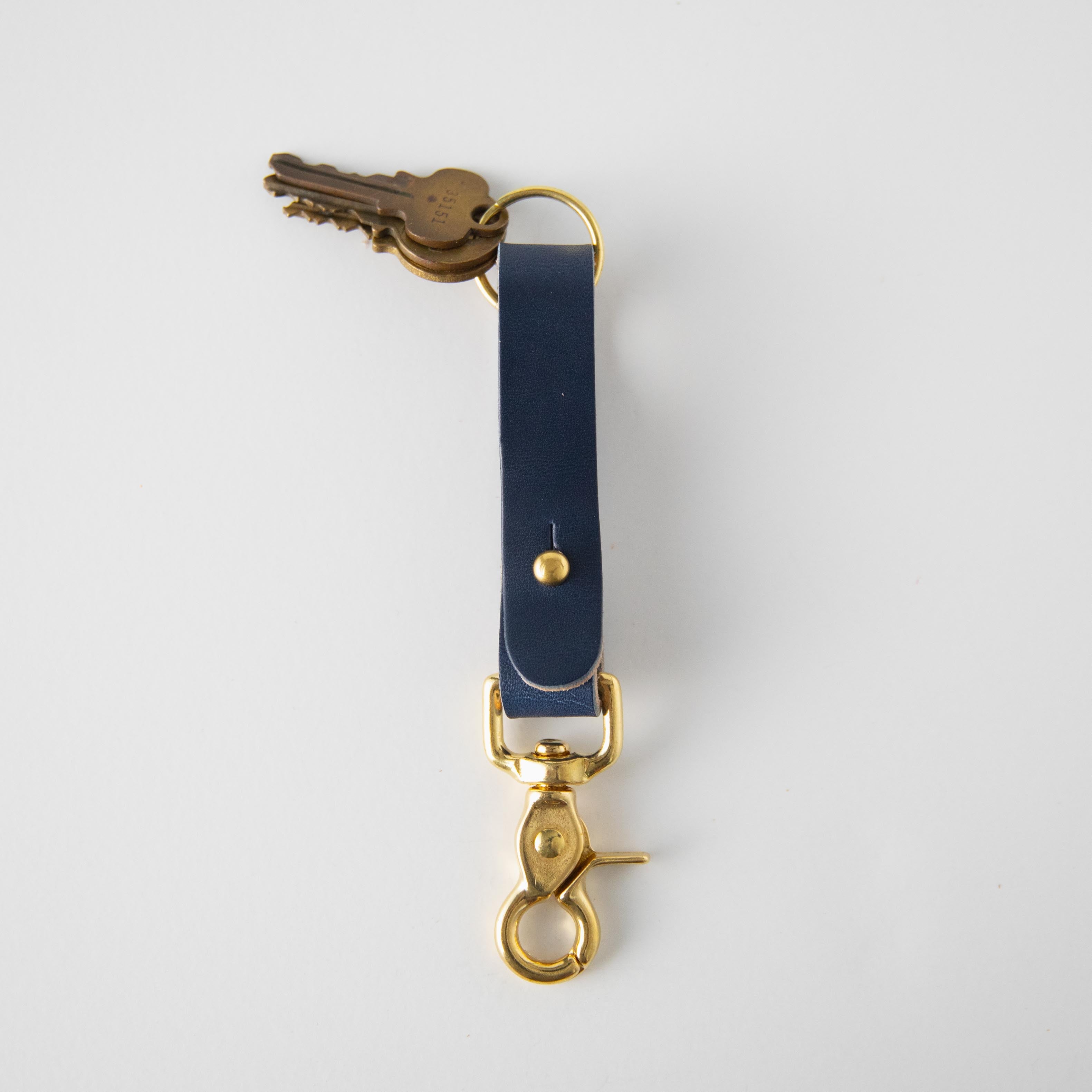 Navy Key Lanyard- leather keychain for men and women - KMM & Co.