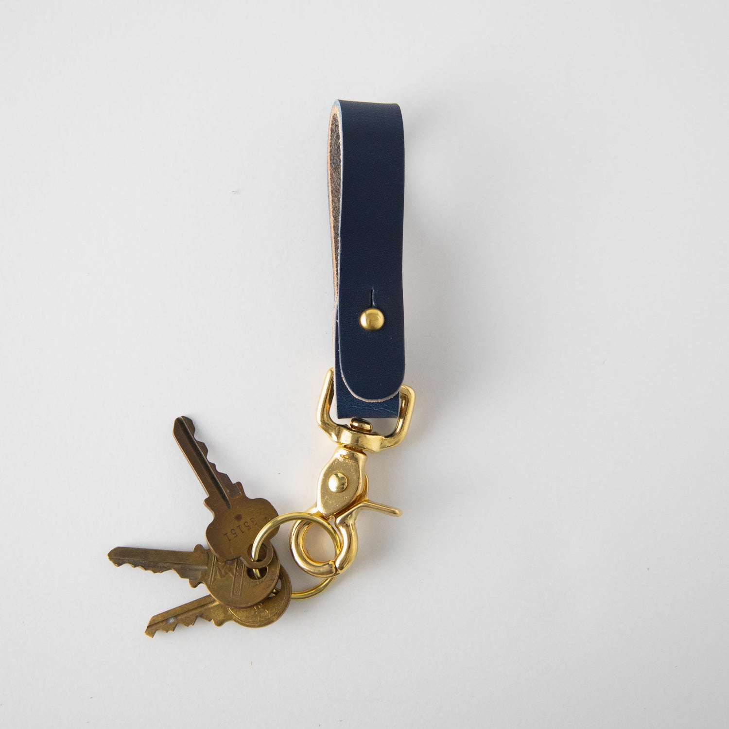 Navy Key Lanyard- leather keychain for men and women - KMM & Co.