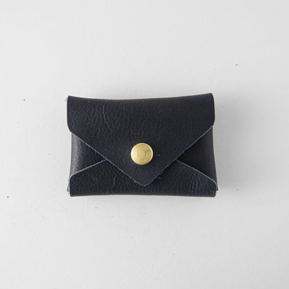 Navy Kodiak Card Envelope- card holder wallet - leather wallet made in America at KMM &amp; Co.
