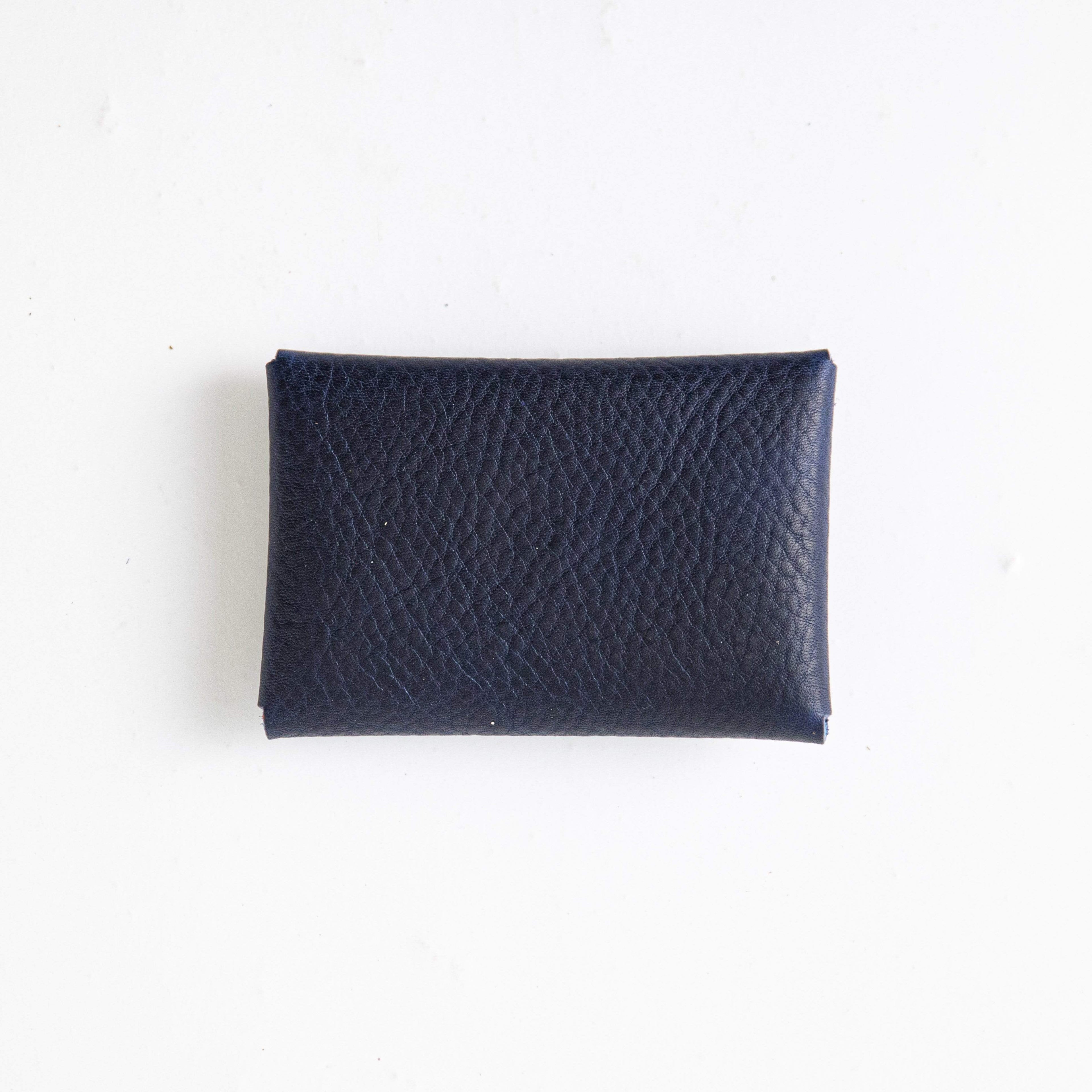 Navy Kodiak Card Envelope- card holder wallet - leather wallet made in America at KMM & Co.