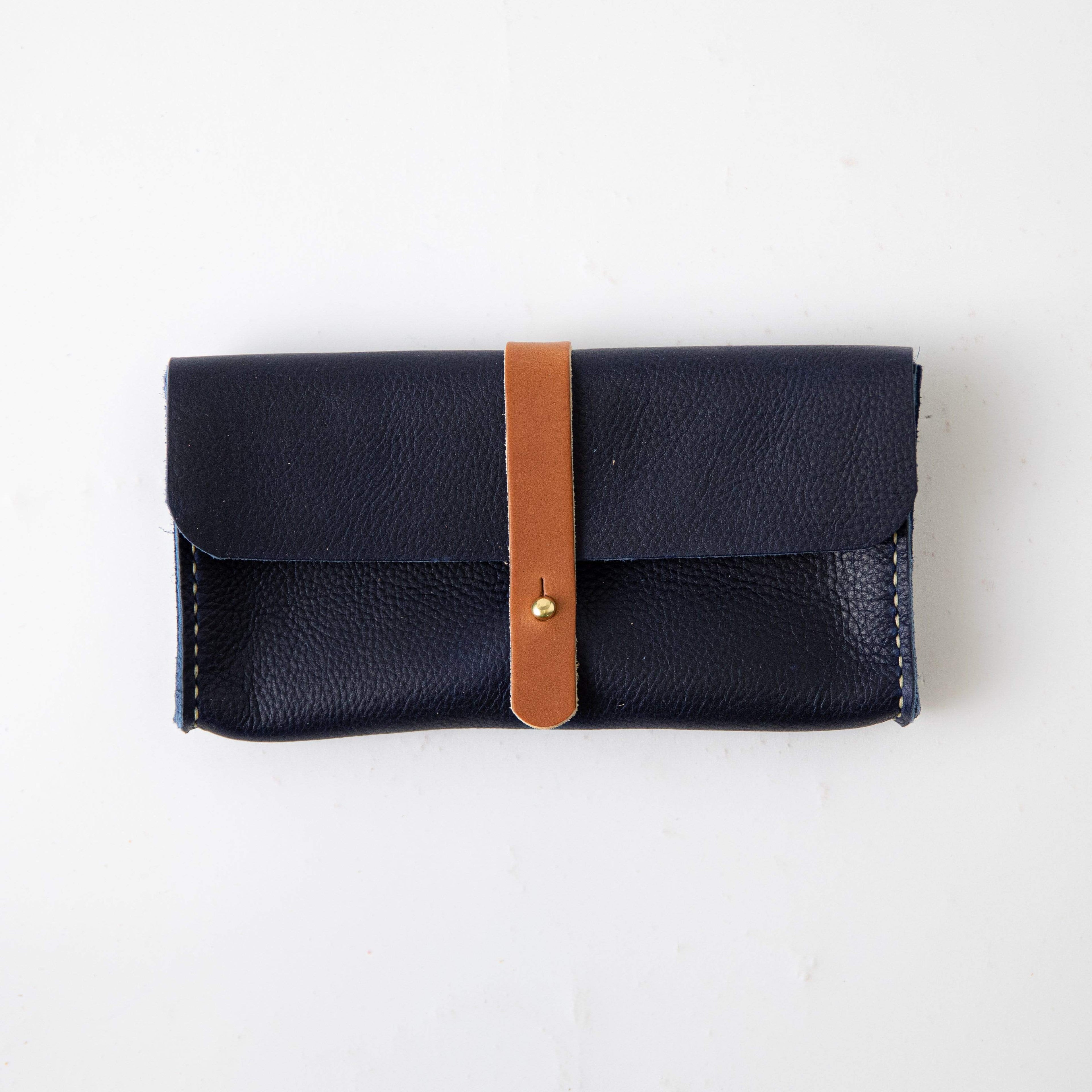 Navy Kodiak Clutch Wallet- leather clutch bag - leather handmade bags - KMM &amp; Co.