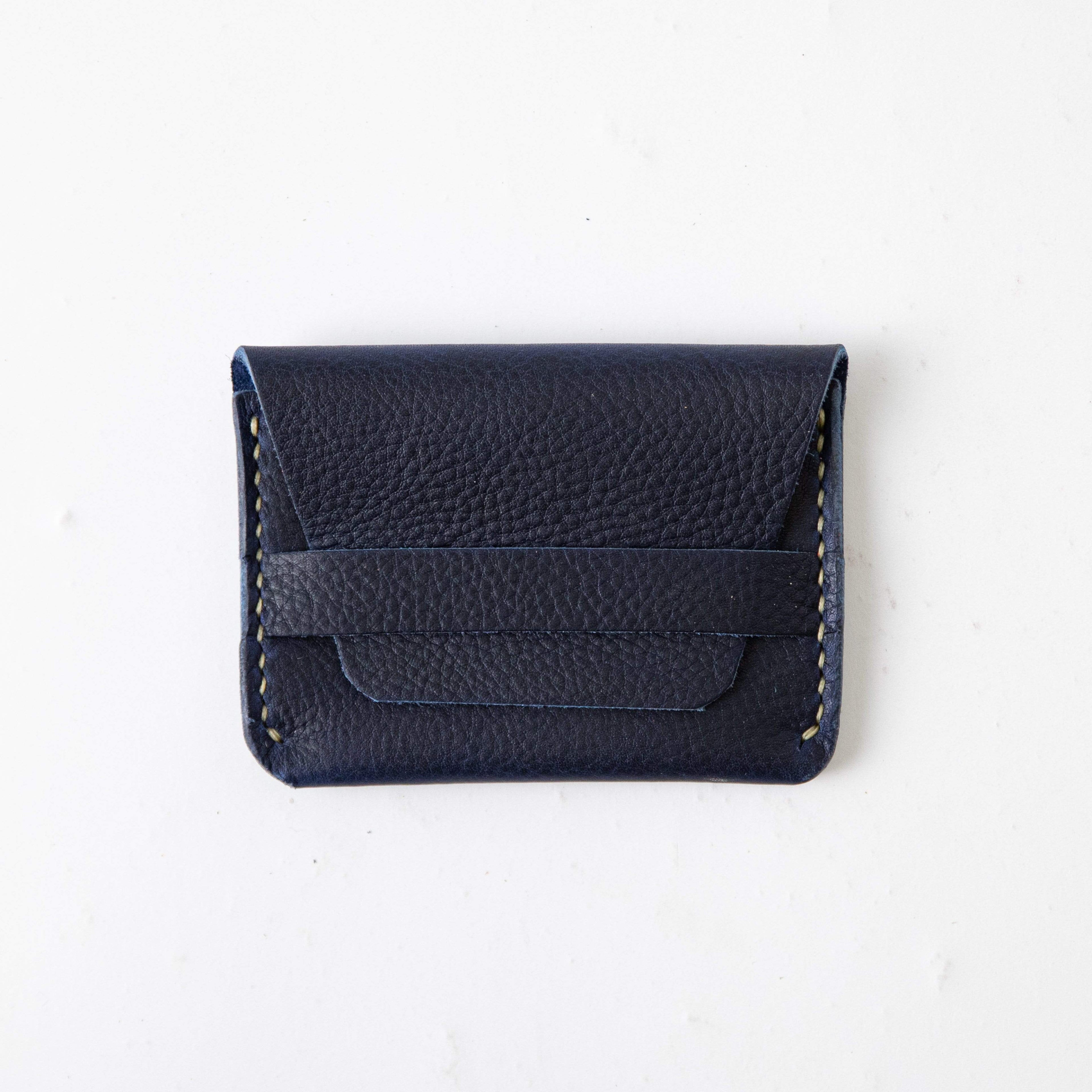 Navy Kodiak Flap Wallet- mens leather wallet - handmade leather wallets at KMM & Co.