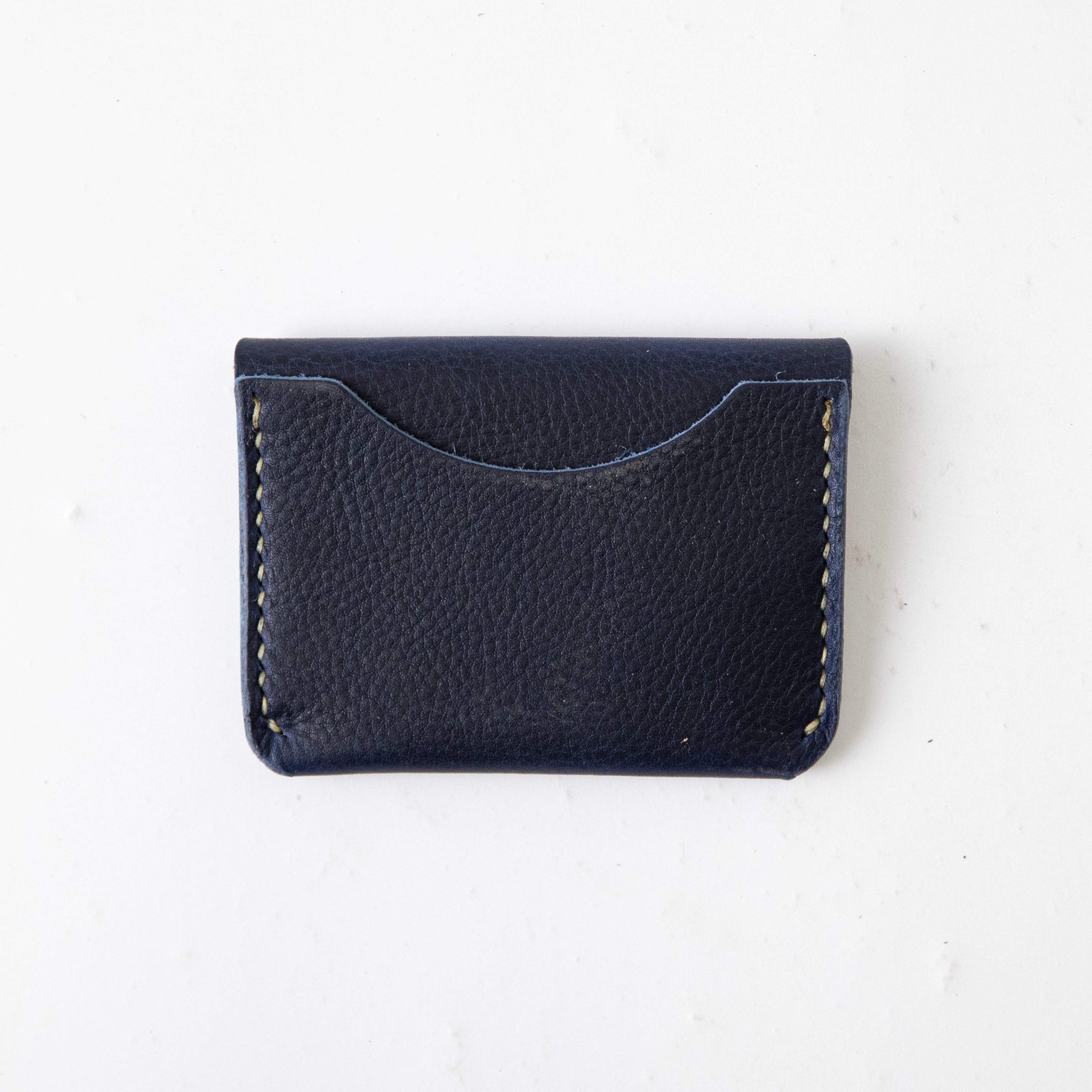 Navy Kodiak Flap Wallet- mens leather wallet - handmade leather wallets at KMM & Co.