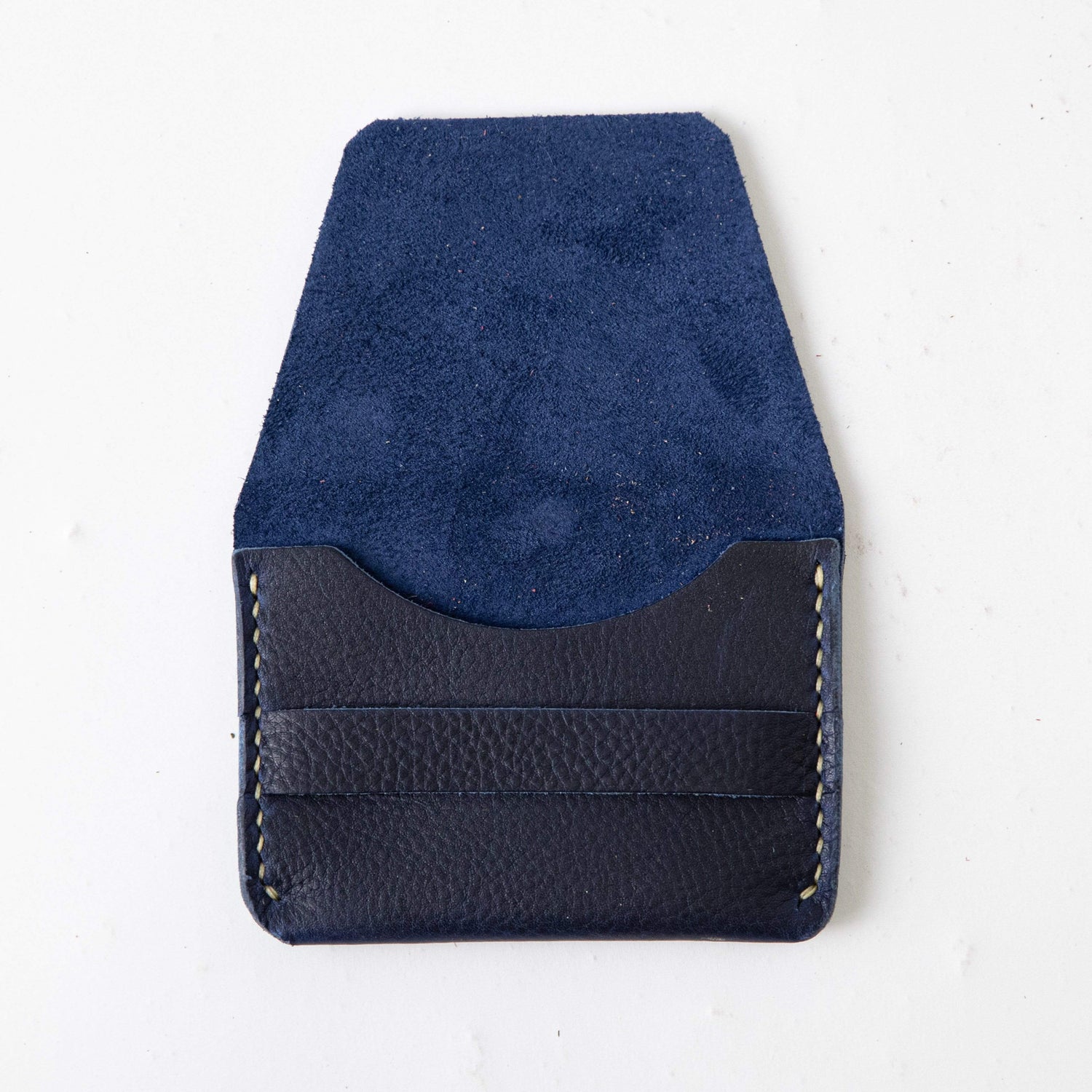 Navy Kodiak Flap Wallet- mens leather wallet - handmade leather wallets at KMM & Co.