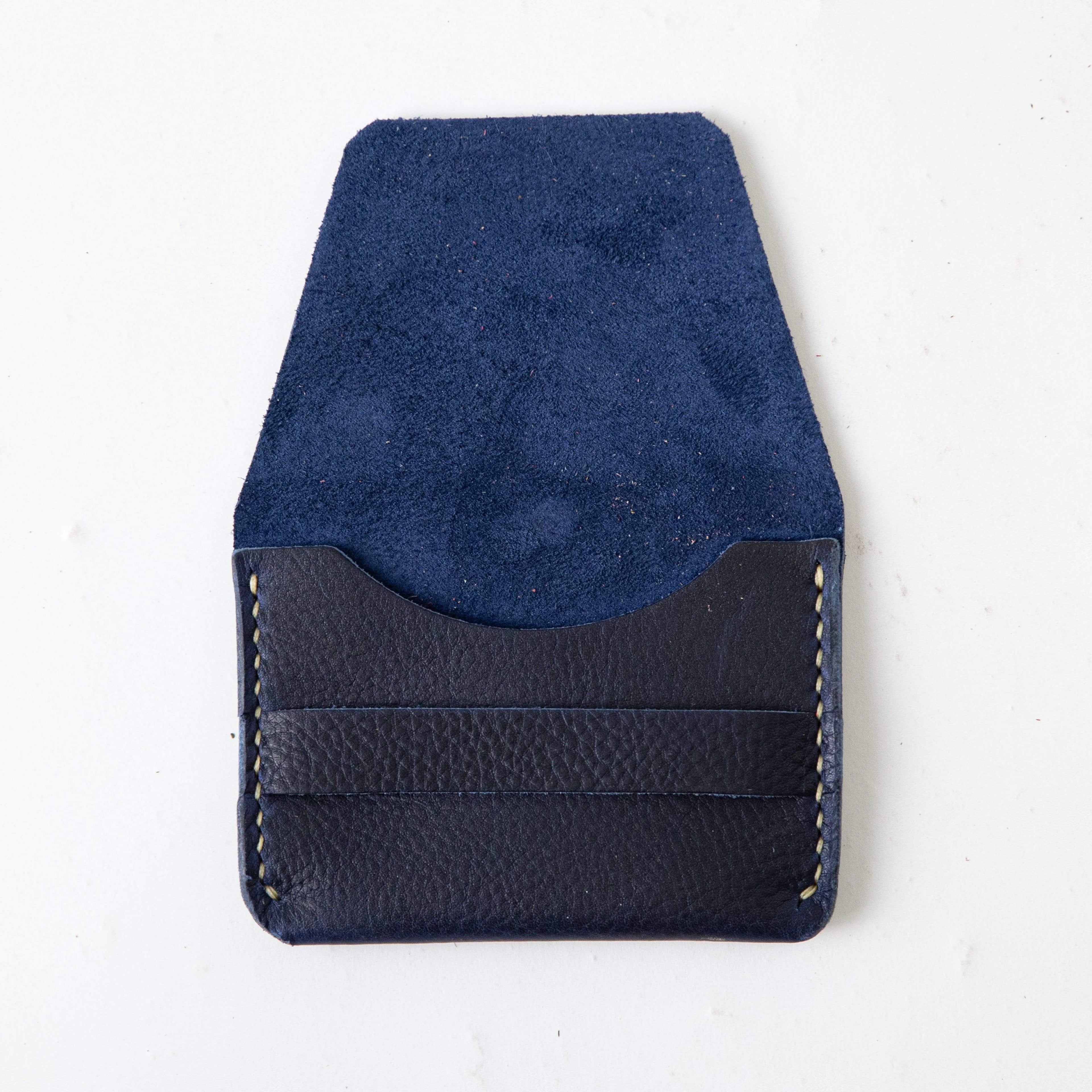 Navy Kodiak Flap Wallet- mens leather wallet - handmade leather wallets at KMM & Co.
