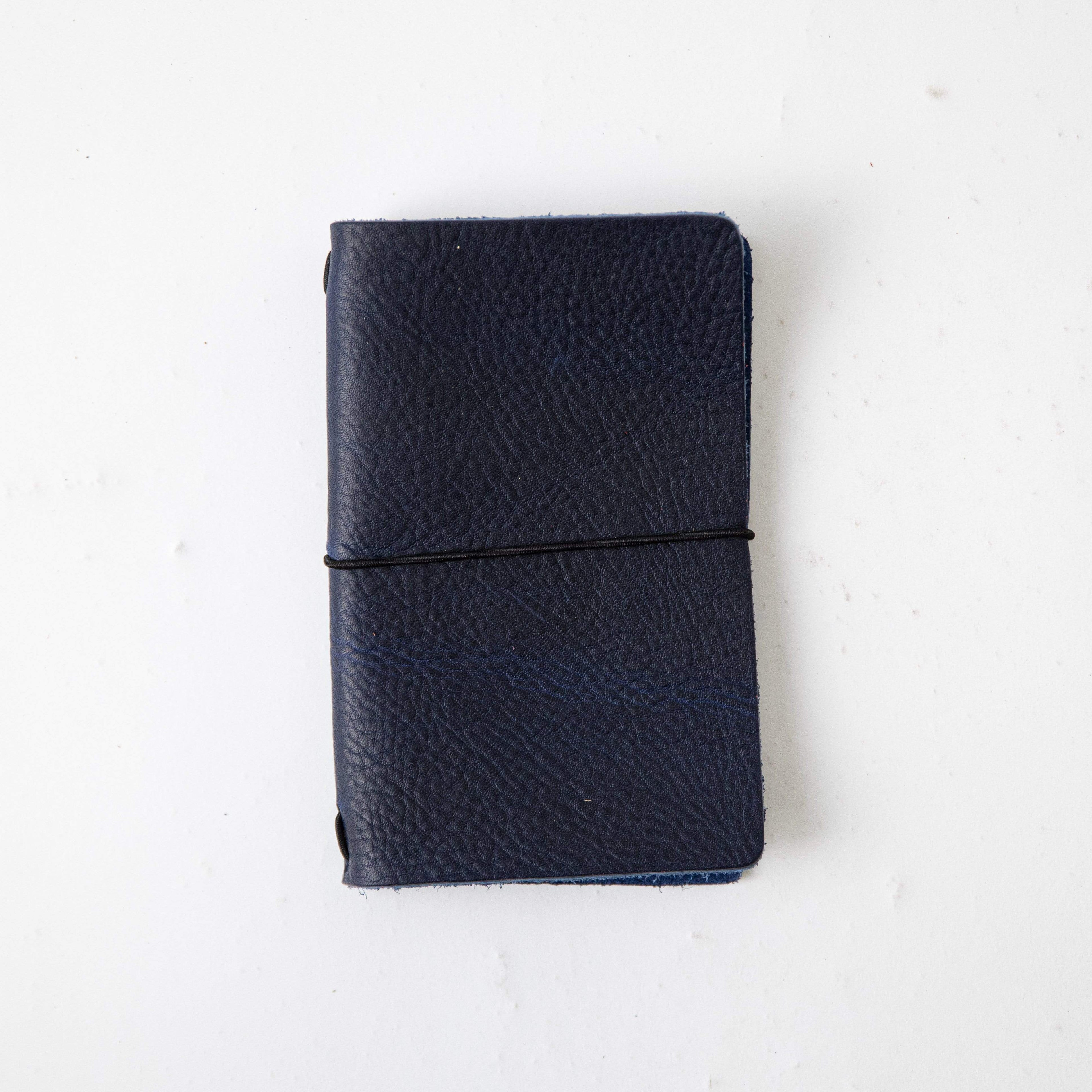 Navy Kodiak Travel Notebook- leather journal - leather notebook - KMM & Co.