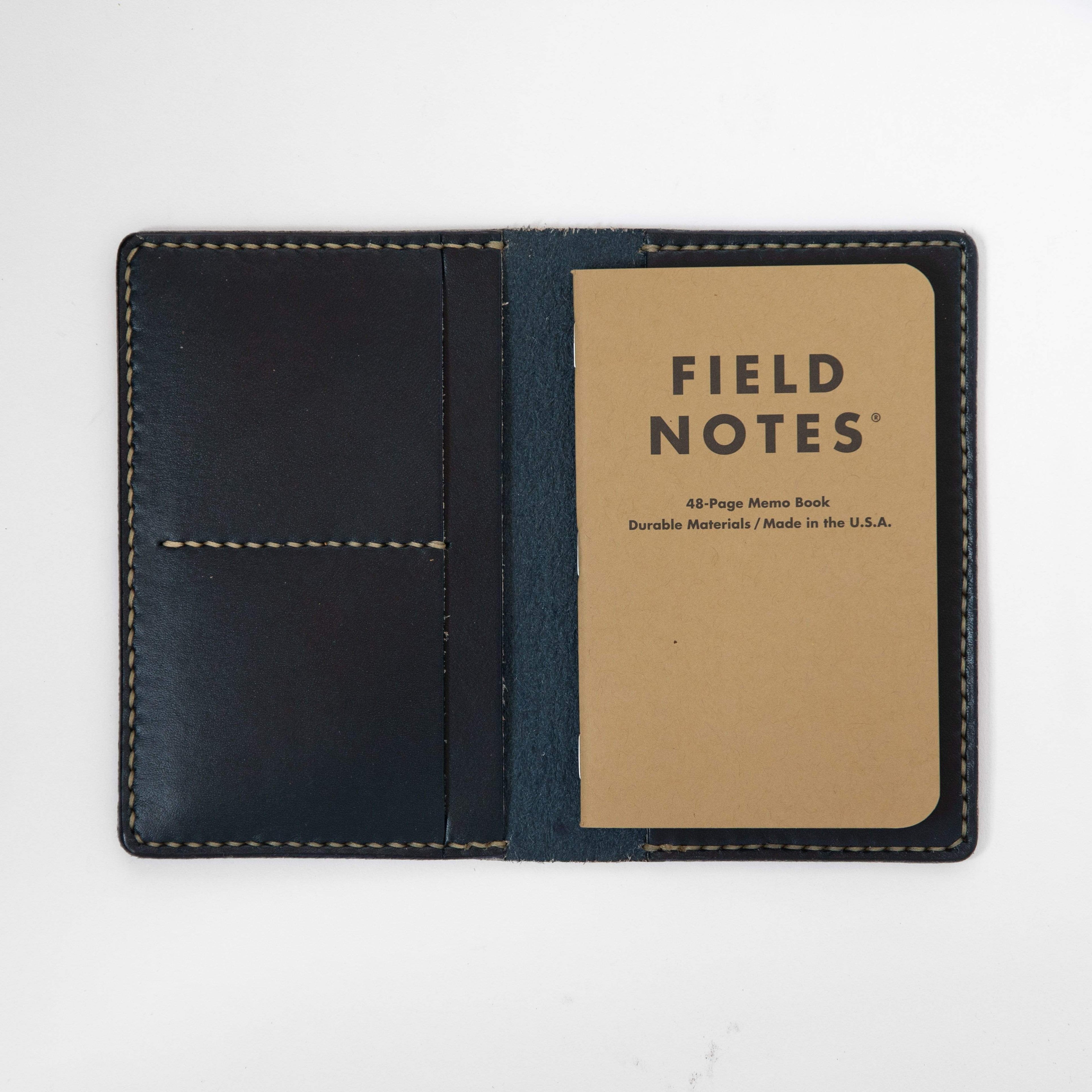 Navy Notebook Wallet- leather notebook cover - passport holder - KMM &amp; Co.