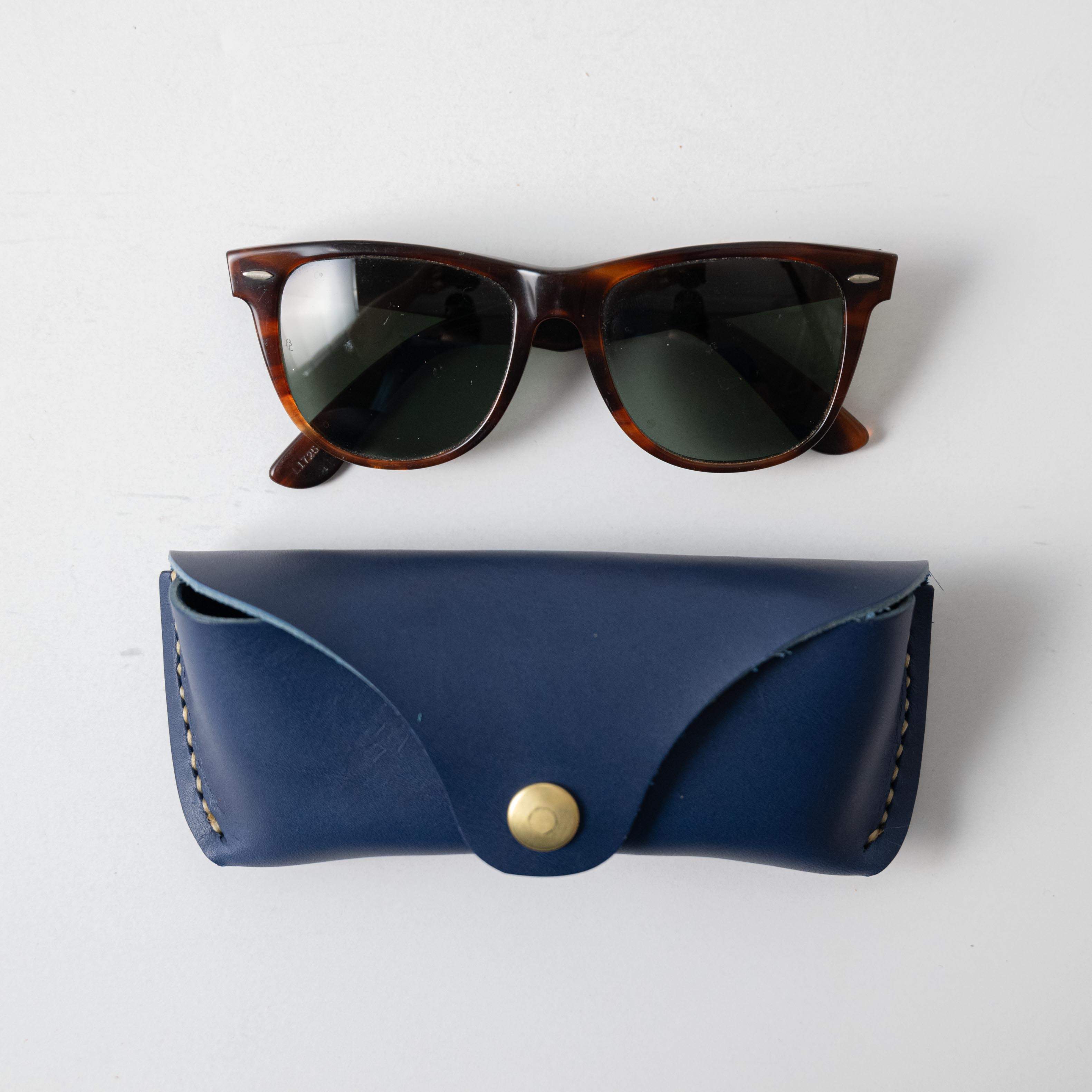 Navy Sunglasses Case- leather glasses case - KMM & Co.