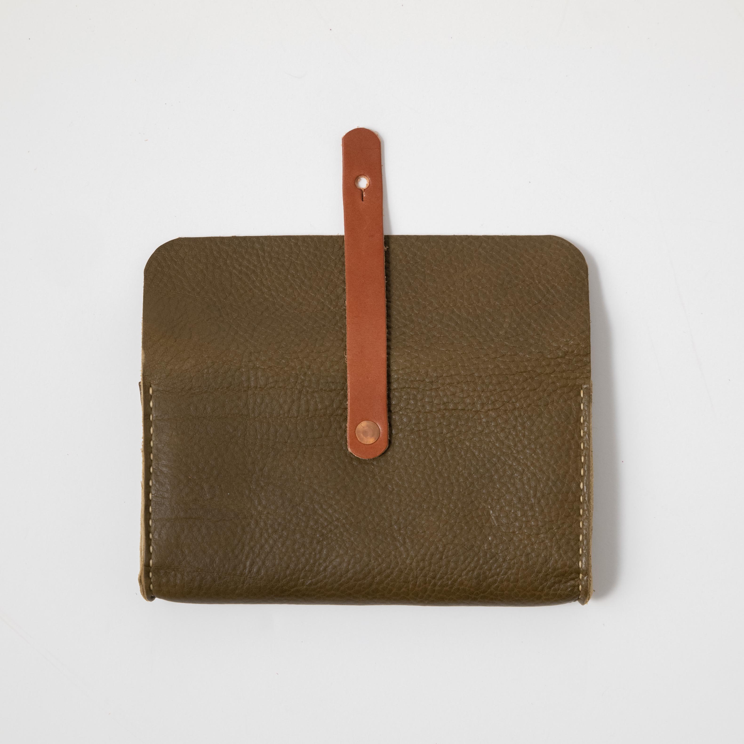 Olive Cypress Clutch Wallet- leather clutch bag - leather handmade bags - KMM & Co.