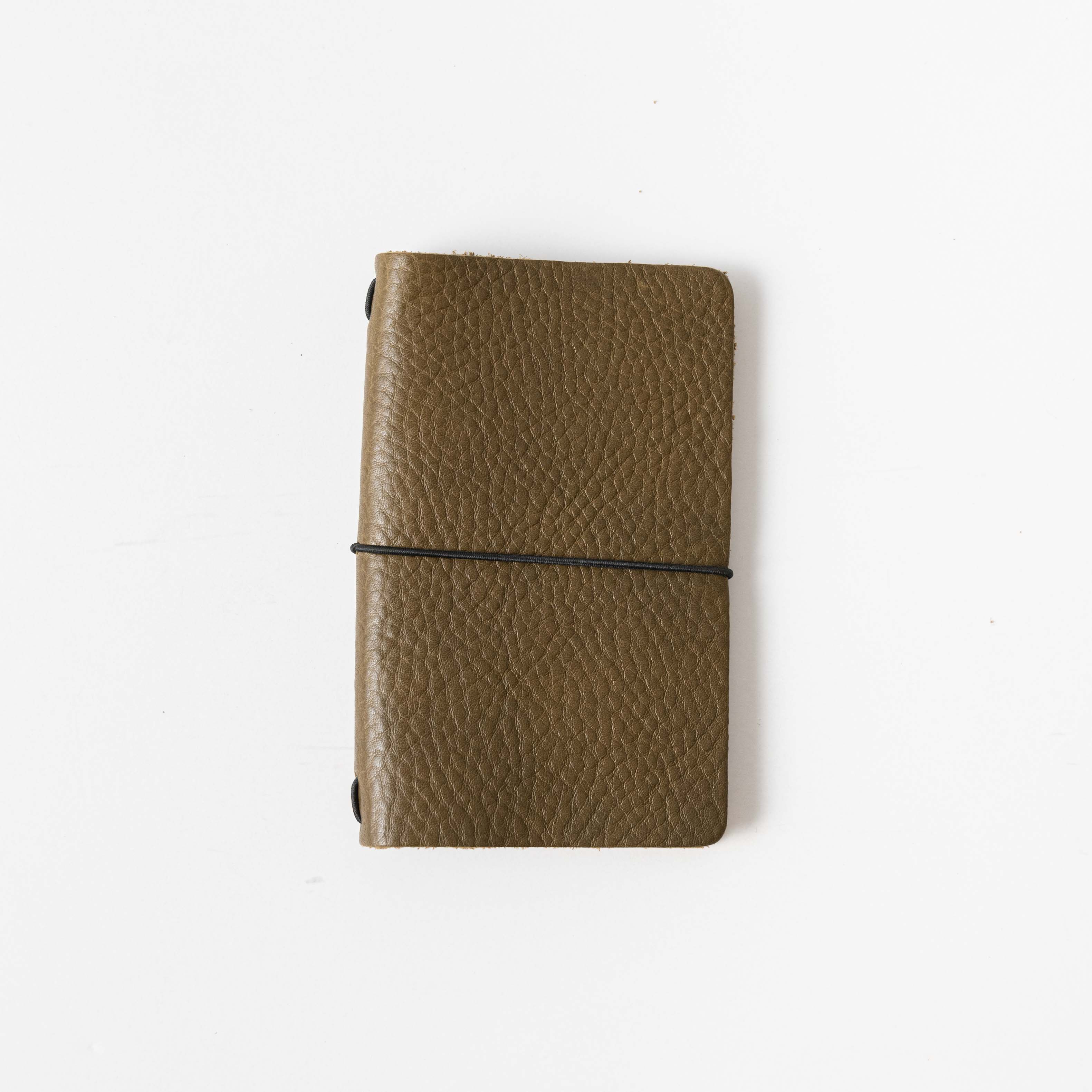 Olive Cypress Travel Notebook- leather journal - leather notebook - KMM & Co.