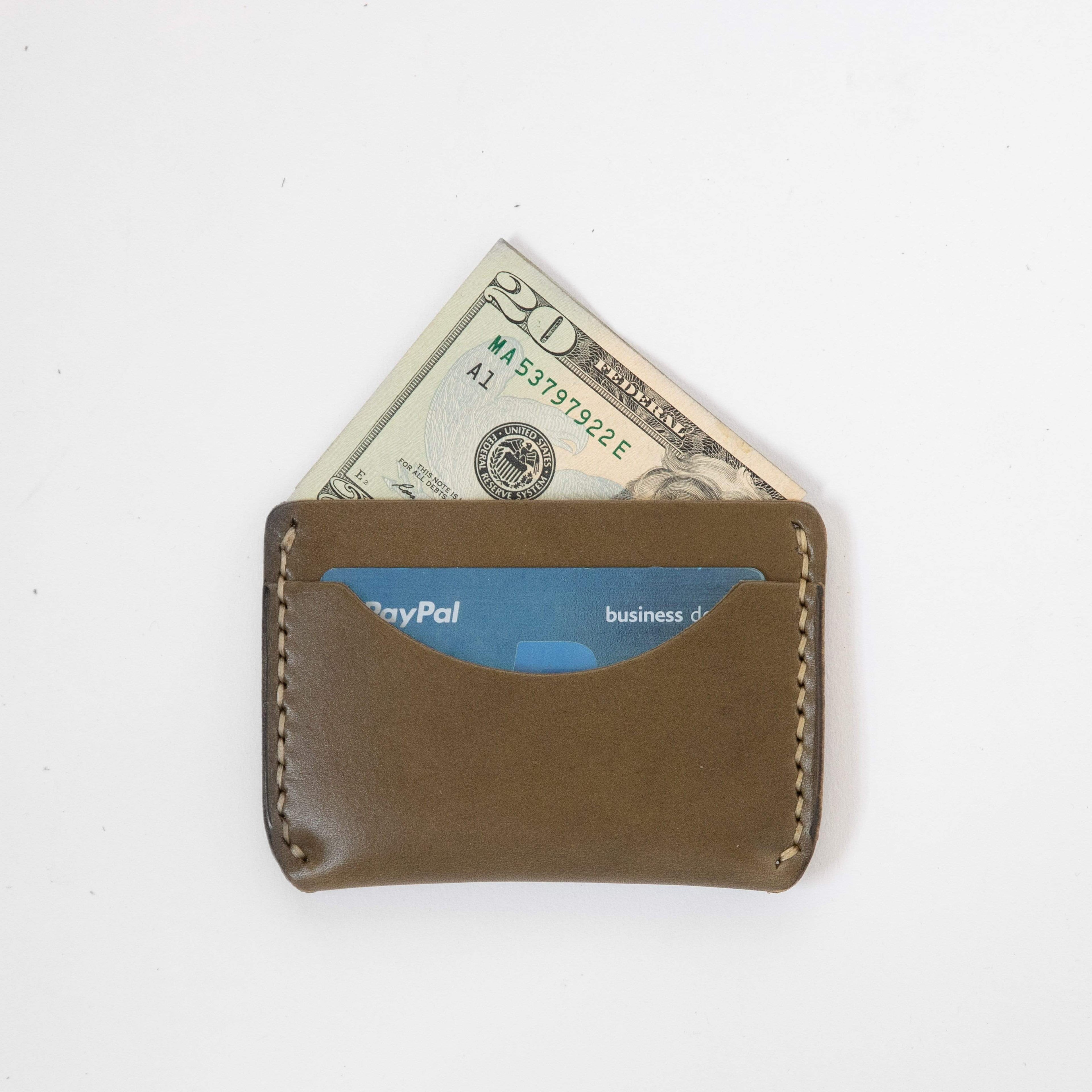 Olive Green Card Case- mens leather wallet - leather wallets for women - KMM & Co.