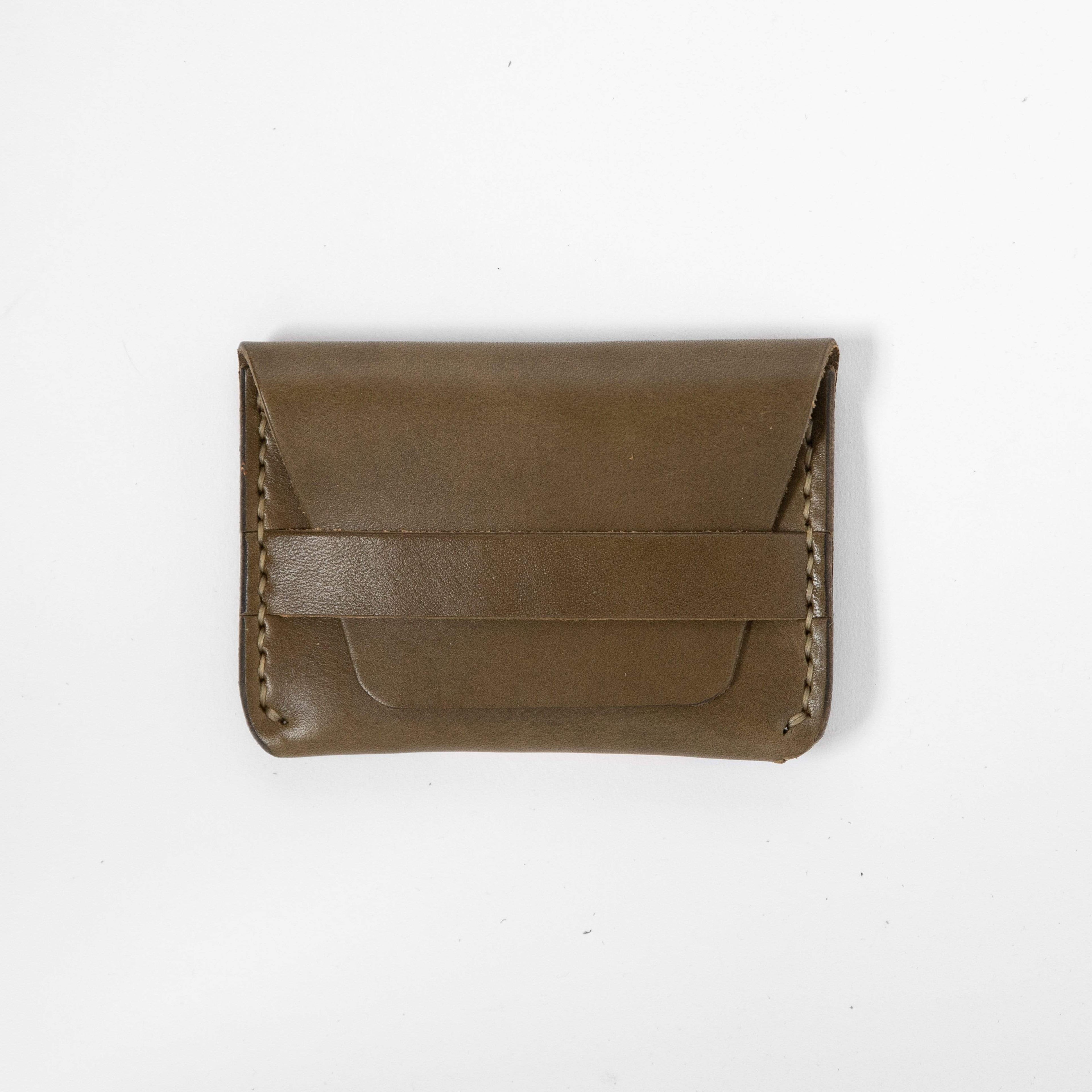 Olive Green Flap Wallet- mens leather wallet - handmade leather wallets at KMM & Co.
