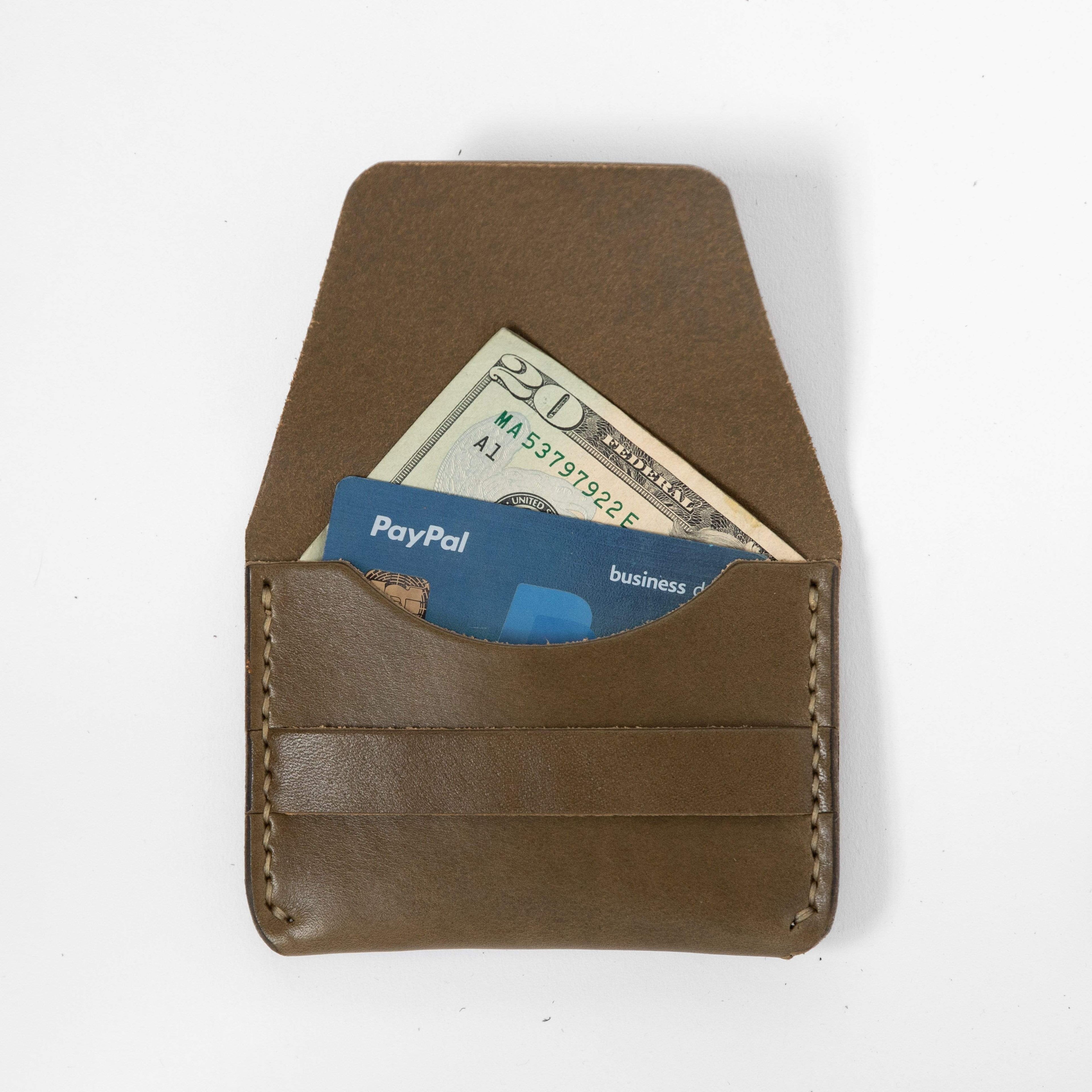 Olive Green Flap Wallet- mens leather wallet - handmade leather wallets at KMM & Co.
