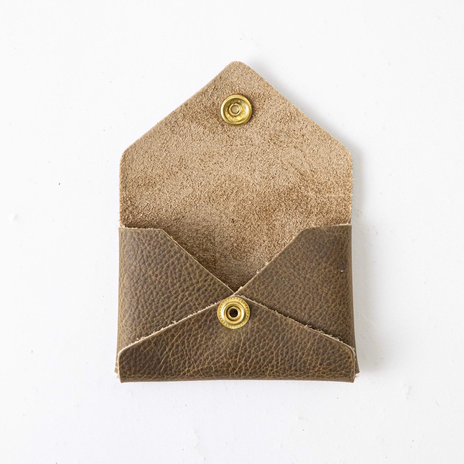 Olive Kodiak Card Envelope- card holder wallet - leather wallet made in America at KMM & Co.
