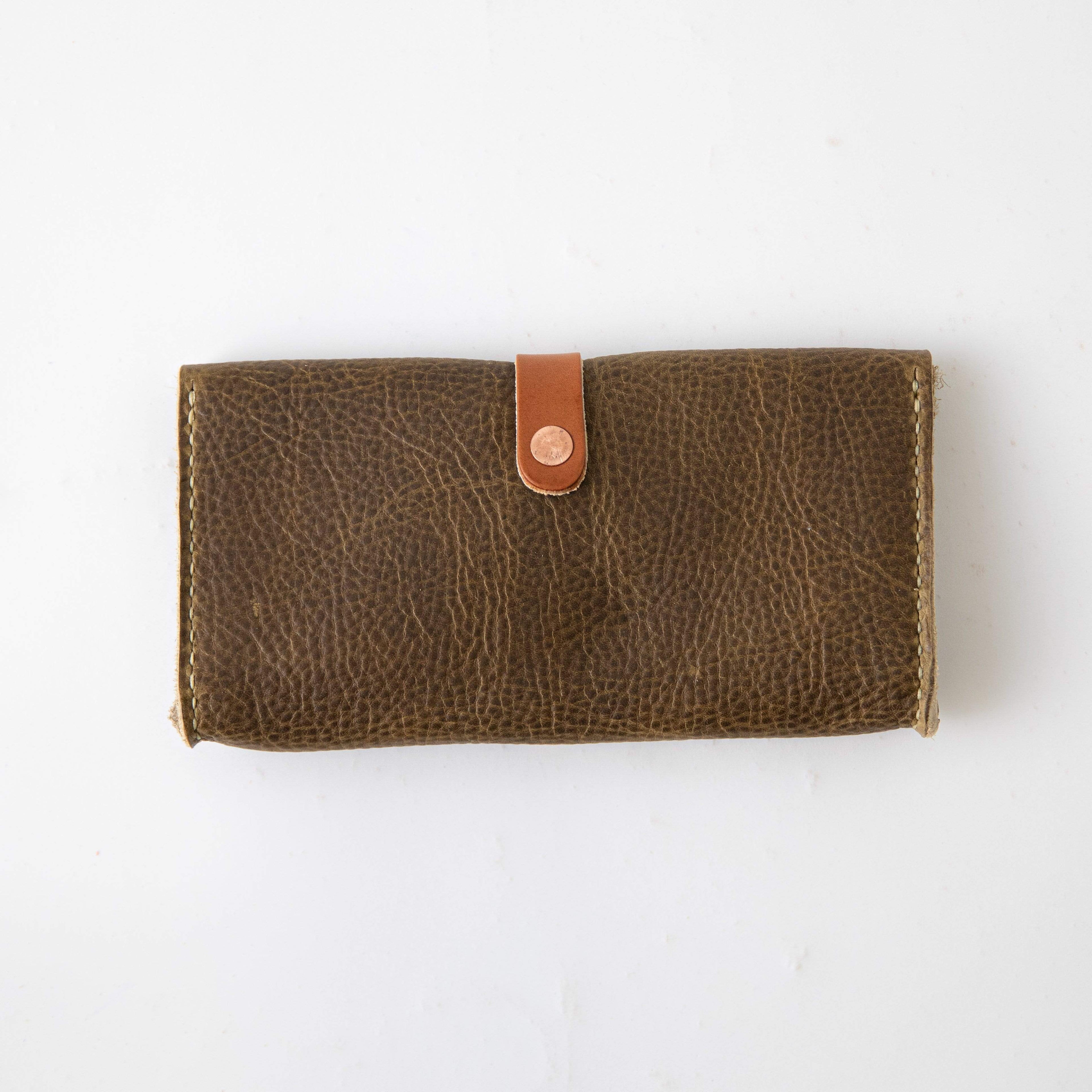 Olive Kodiak Clutch Wallet- leather clutch bag - leather handmade bags - KMM & Co.