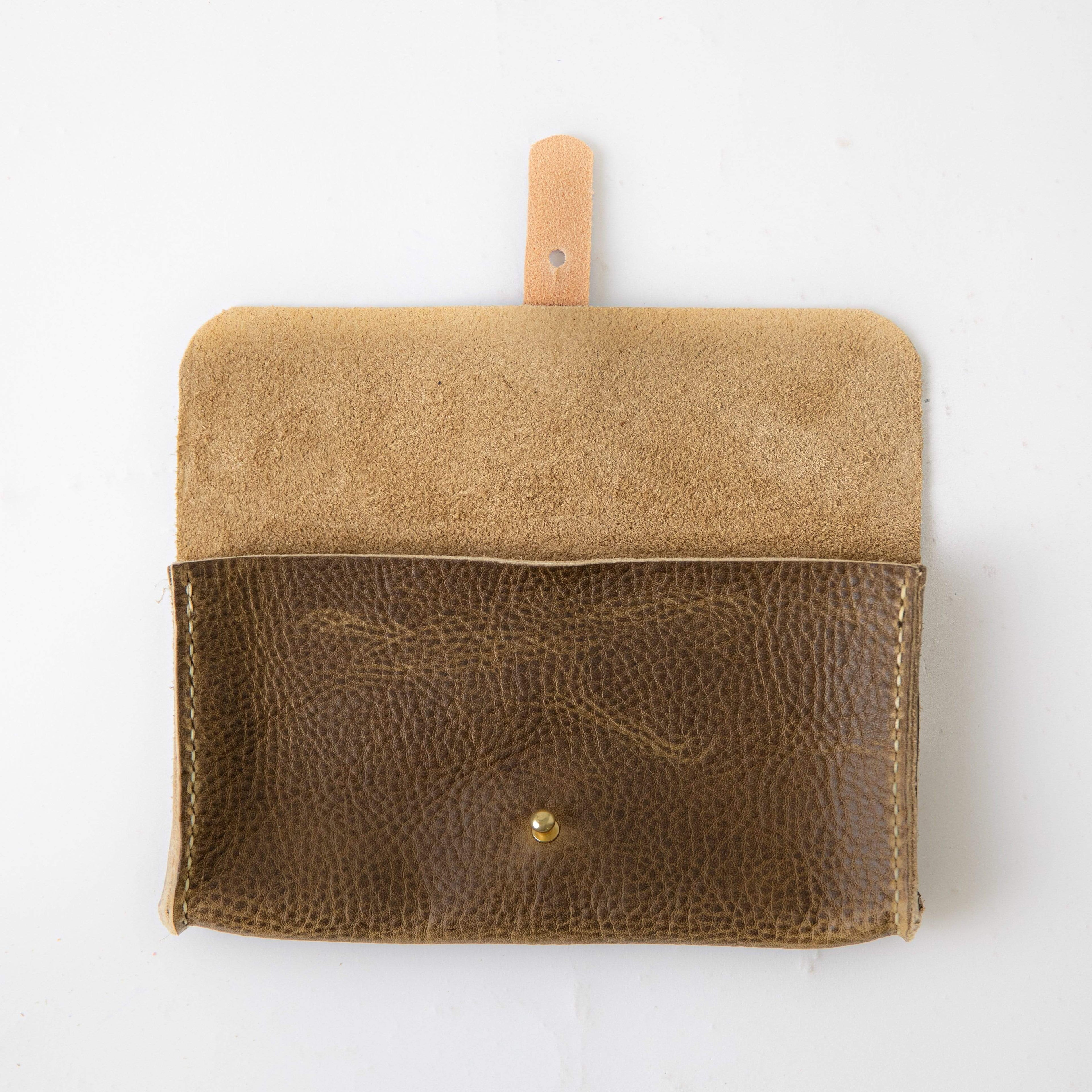 Olive Kodiak Clutch Wallet- leather clutch bag - leather handmade bags - KMM & Co.