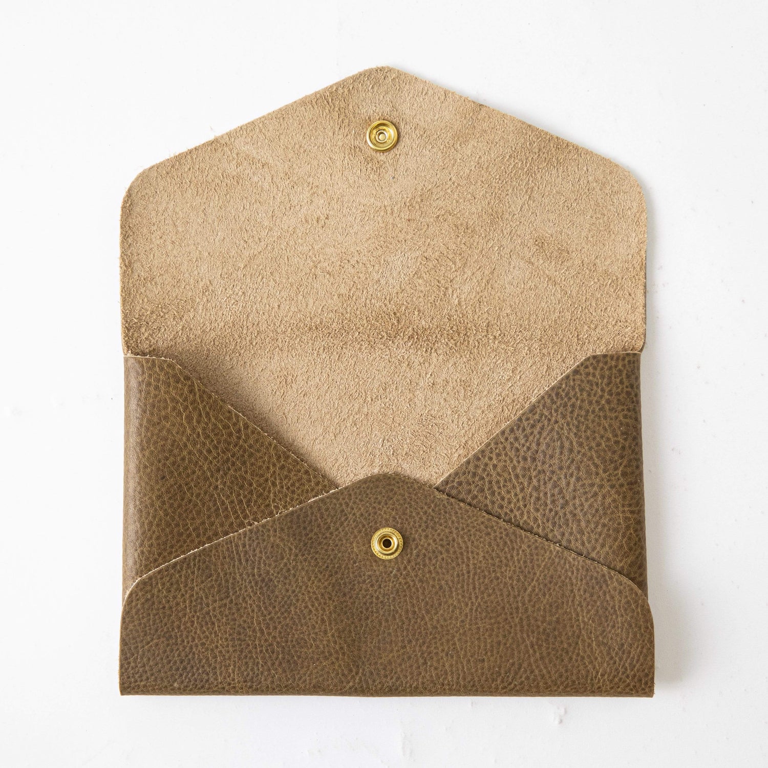 Olive Kodiak Envelope Clutch- leather clutch bag - handmade leather bags - KMM & Co.
