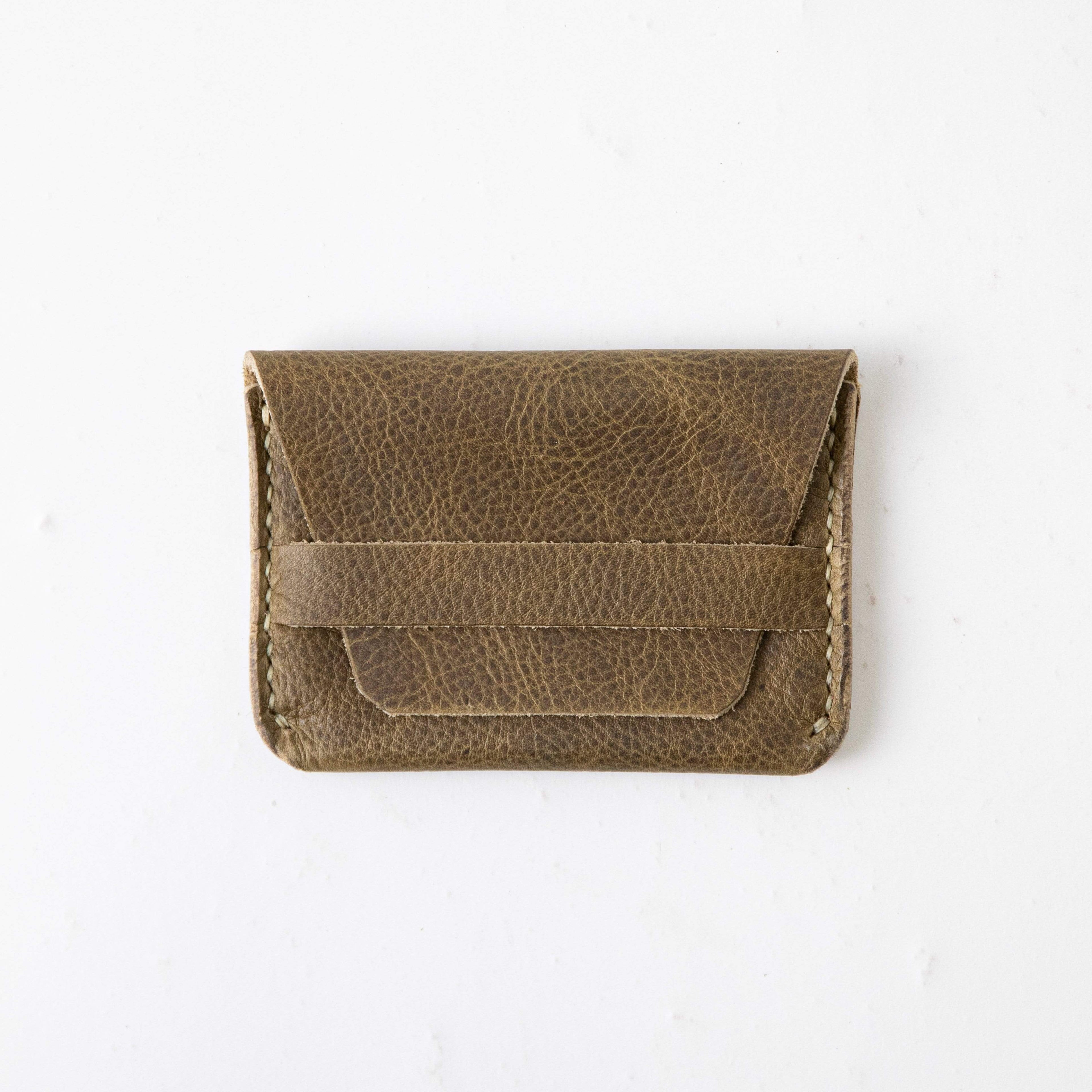 Olive Kodiak Flap Wallet- mens leather wallet - handmade leather wallets at KMM & Co.