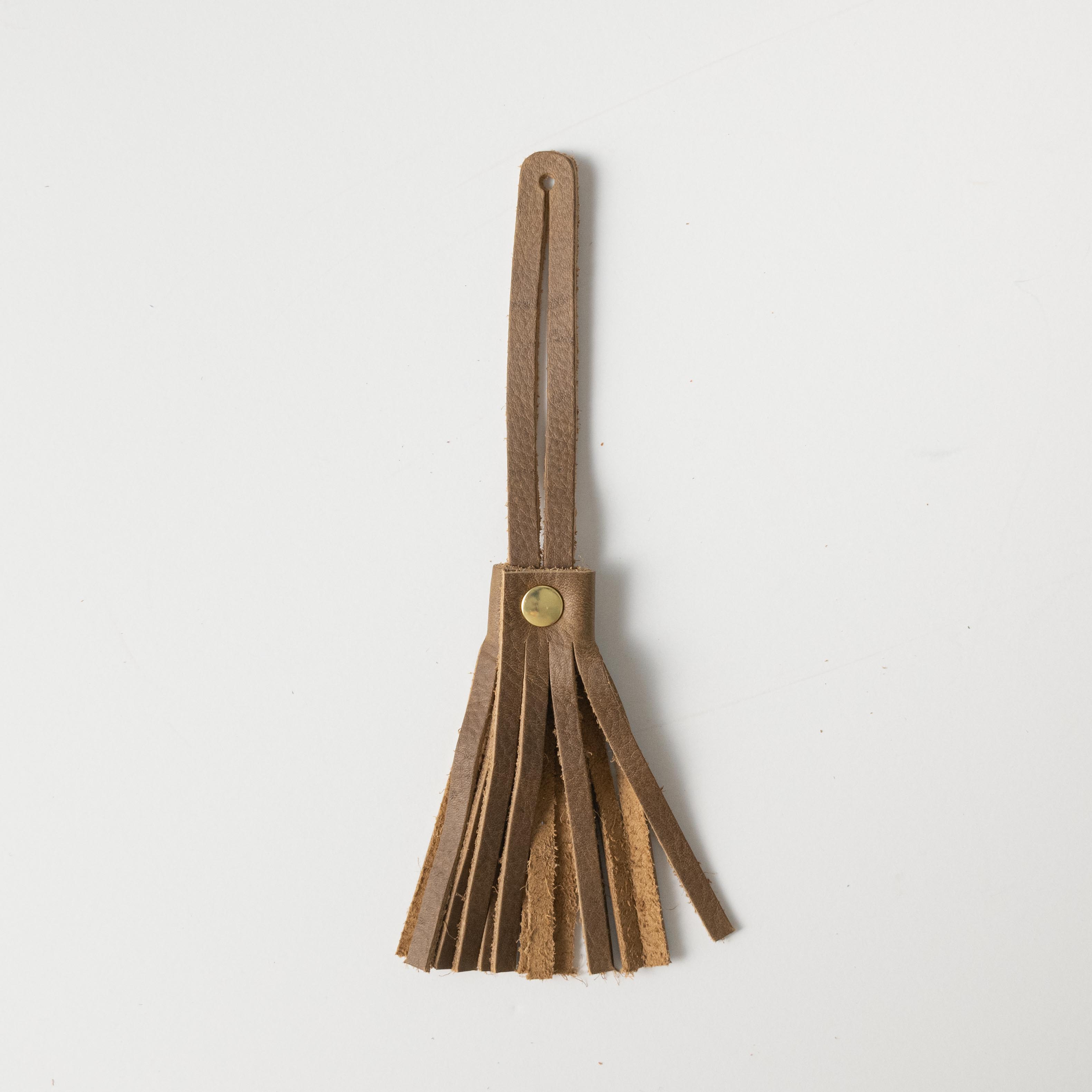 Olive Kodiak Leather Tassel- leather tassel keychain - KMM & Co.