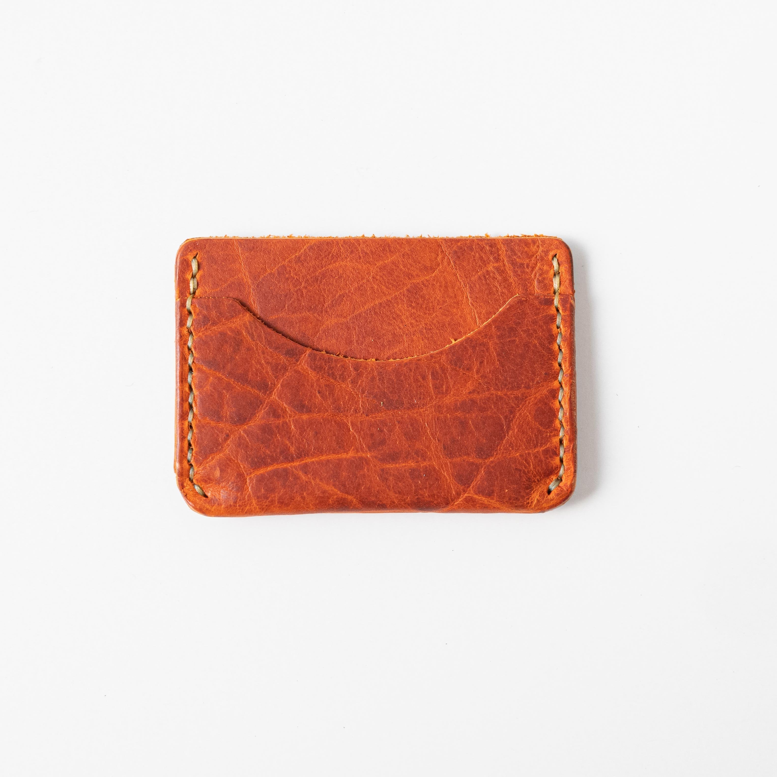 Orange Bison Card Case- mens leather wallet - leather wallets for women - KMM &amp; Co.