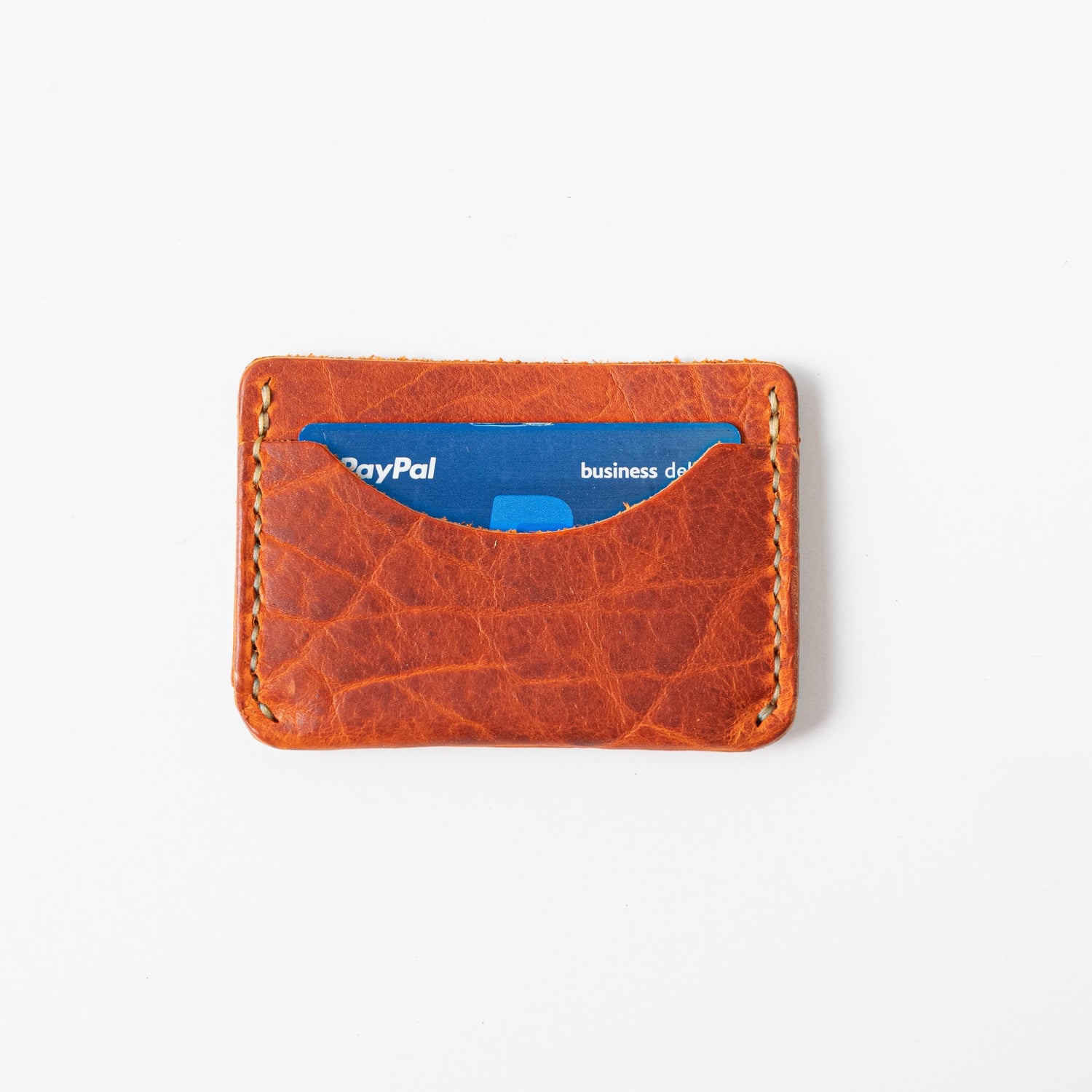 Orange Bison Card Case- mens leather wallet - leather wallets for women - KMM & Co.
