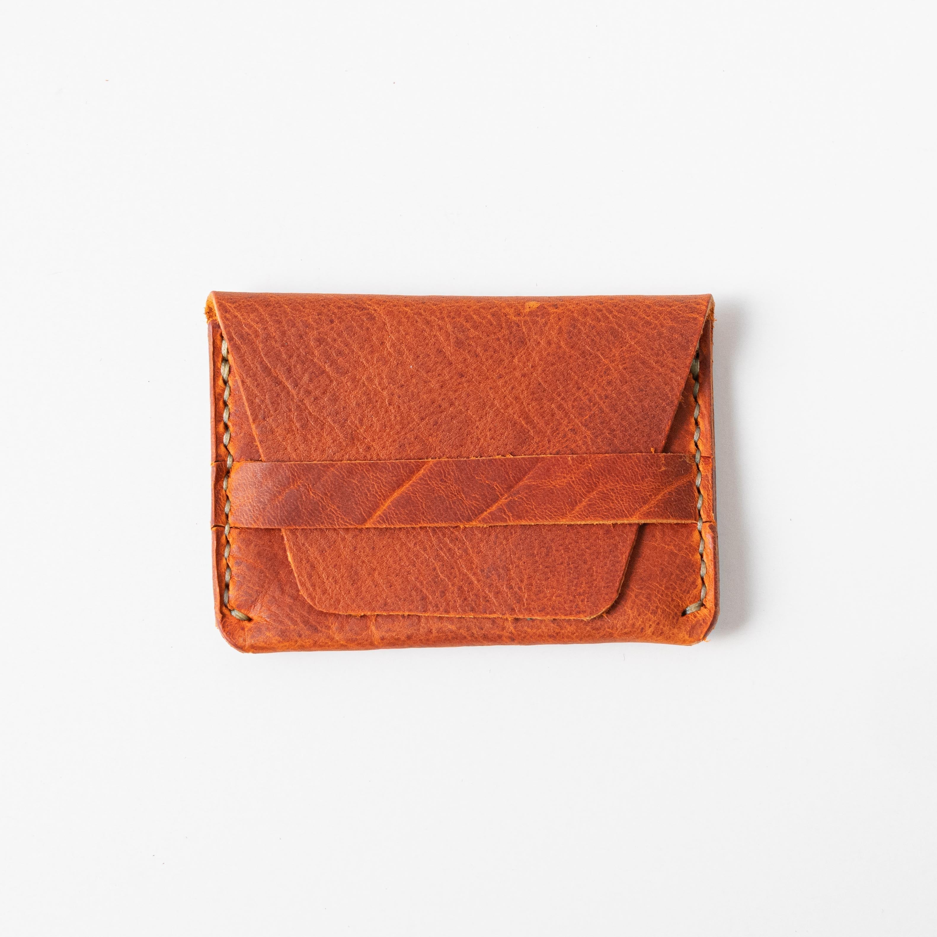 Orange Bison Flap Wallet- mens leather wallet - handmade leather wallets at KMM & Co.