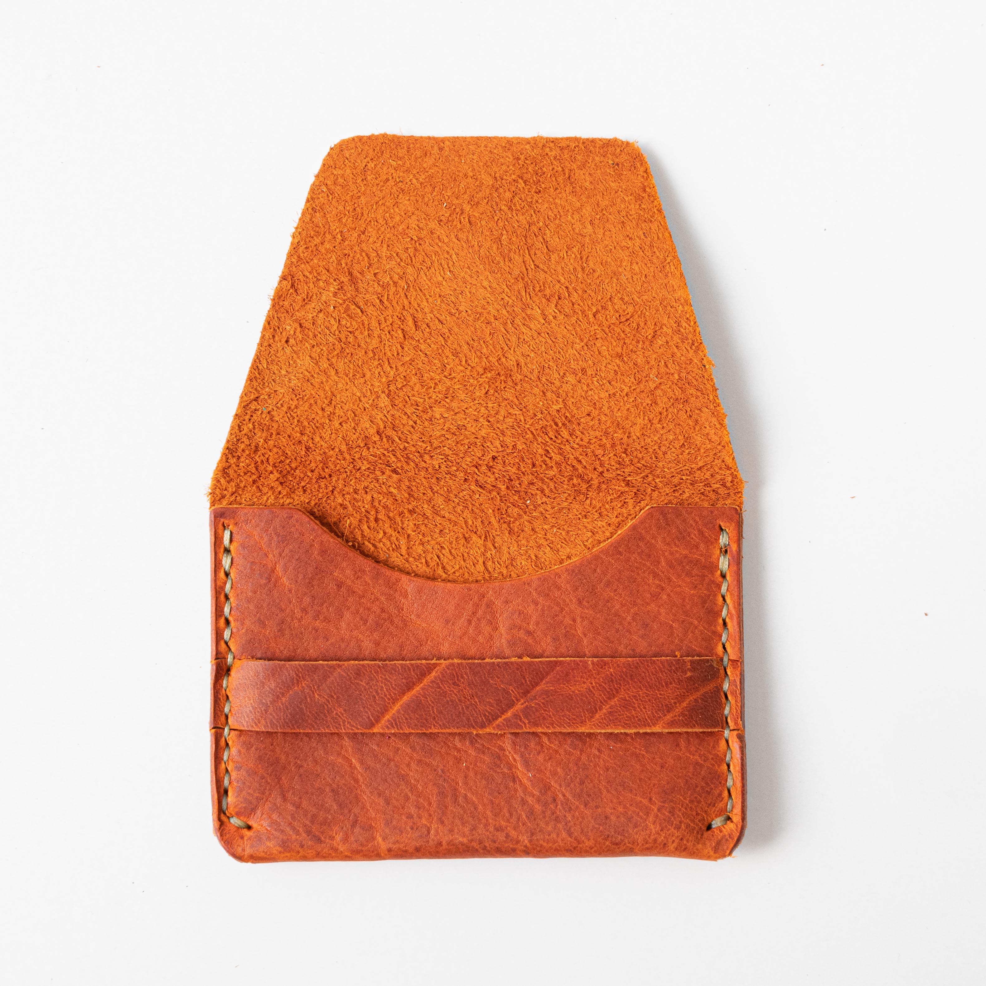 Orange Bison Flap Wallet- mens leather wallet - handmade leather wallets at KMM & Co.