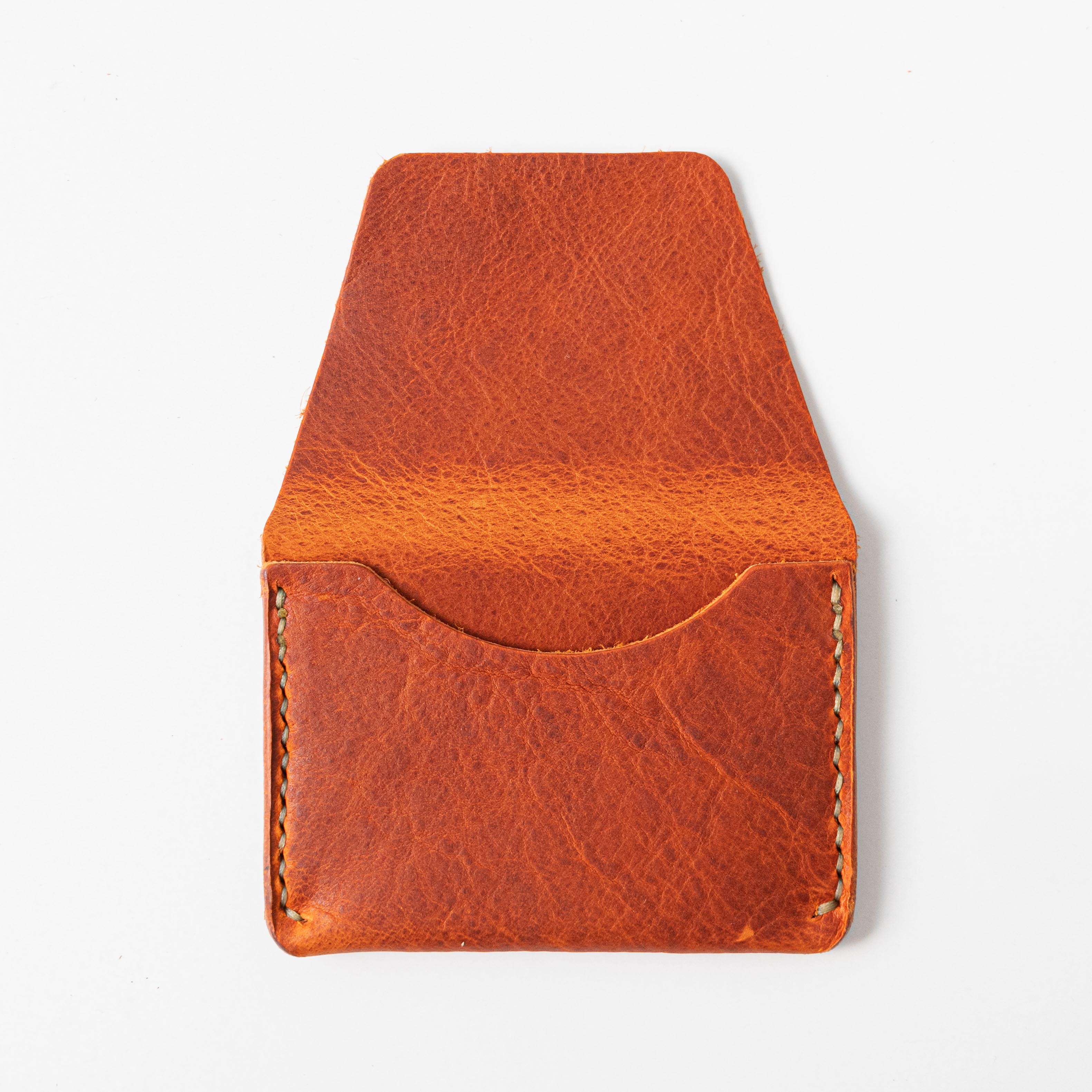 Orange Bison Flap Wallet- mens leather wallet - handmade leather wallets at KMM & Co.