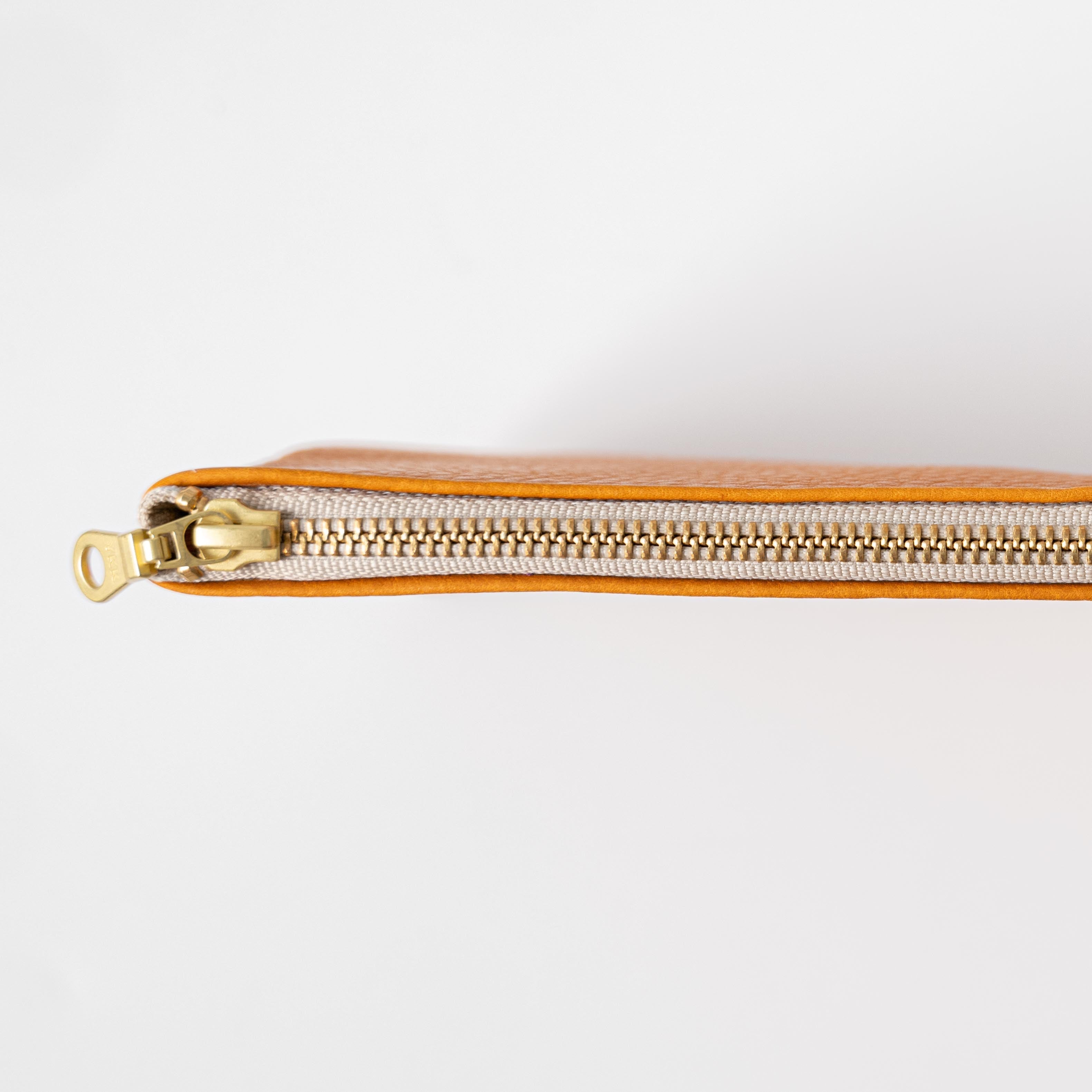 Orange Cypress Medium Zip Pouch- leather zipper pouch - KMM & Co.