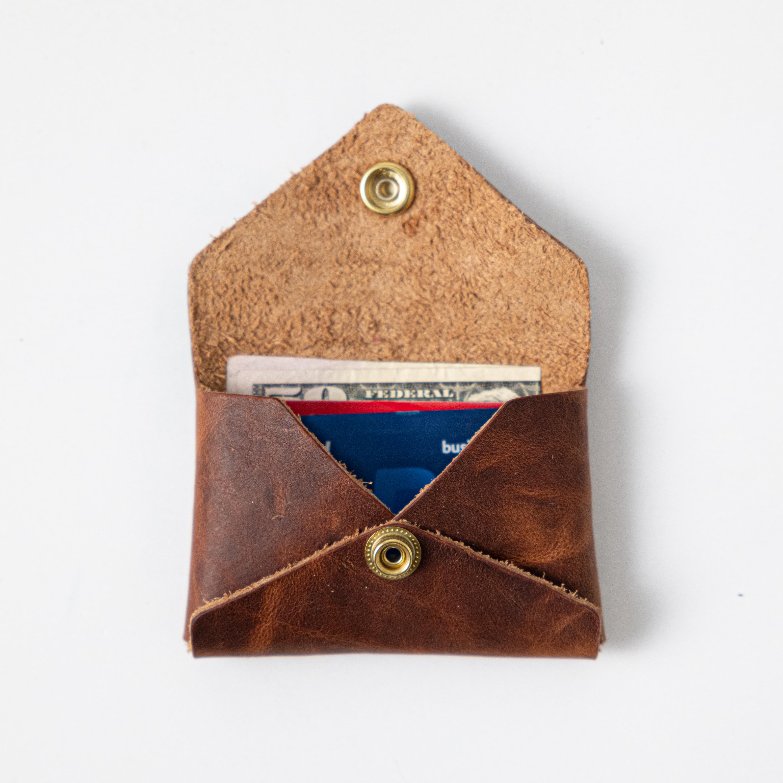 Original Bison Card Envelope- card holder wallet - leather wallet made in America at KMM & Co.