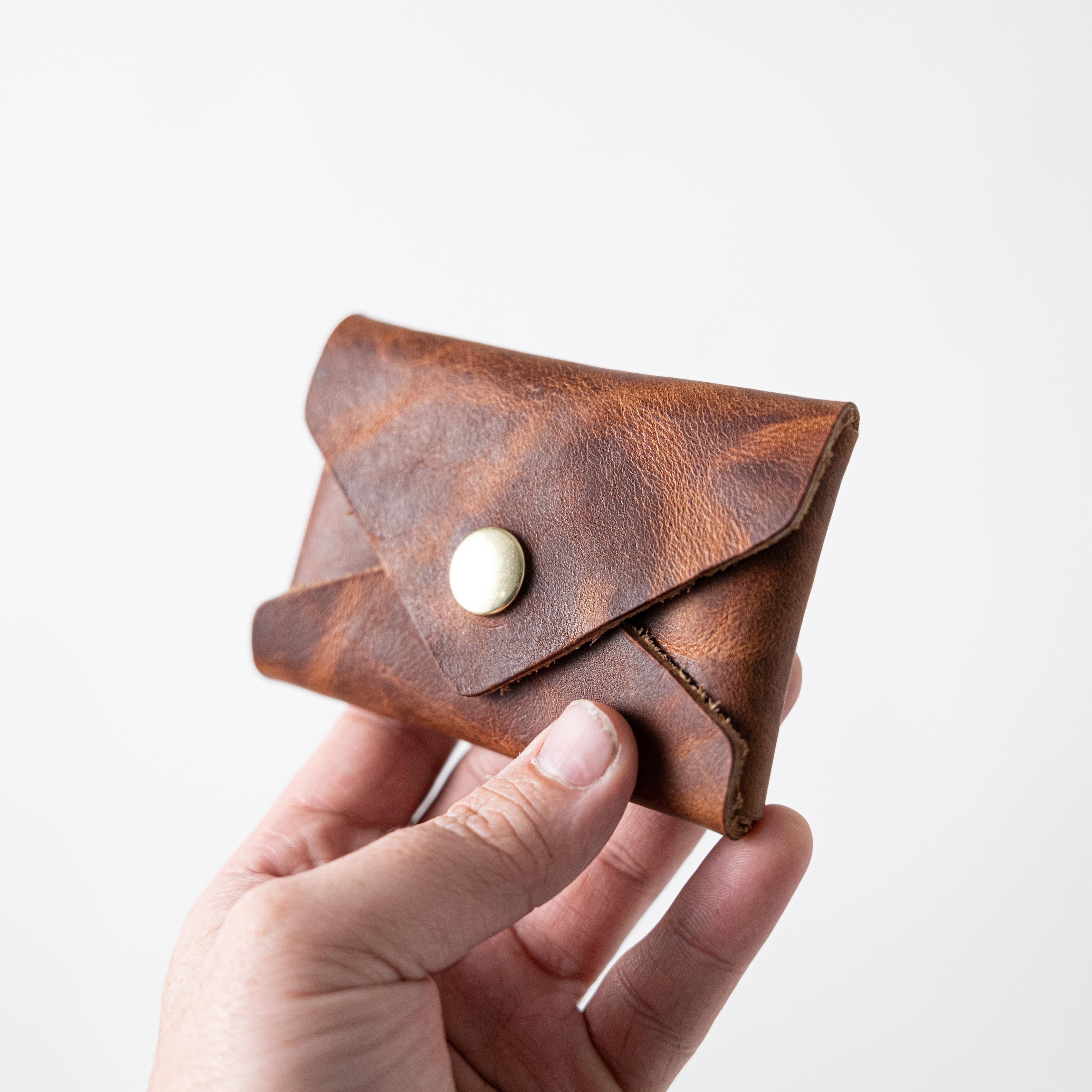 Original Bison Card Envelope- card holder wallet - leather wallet made in America at KMM & Co.