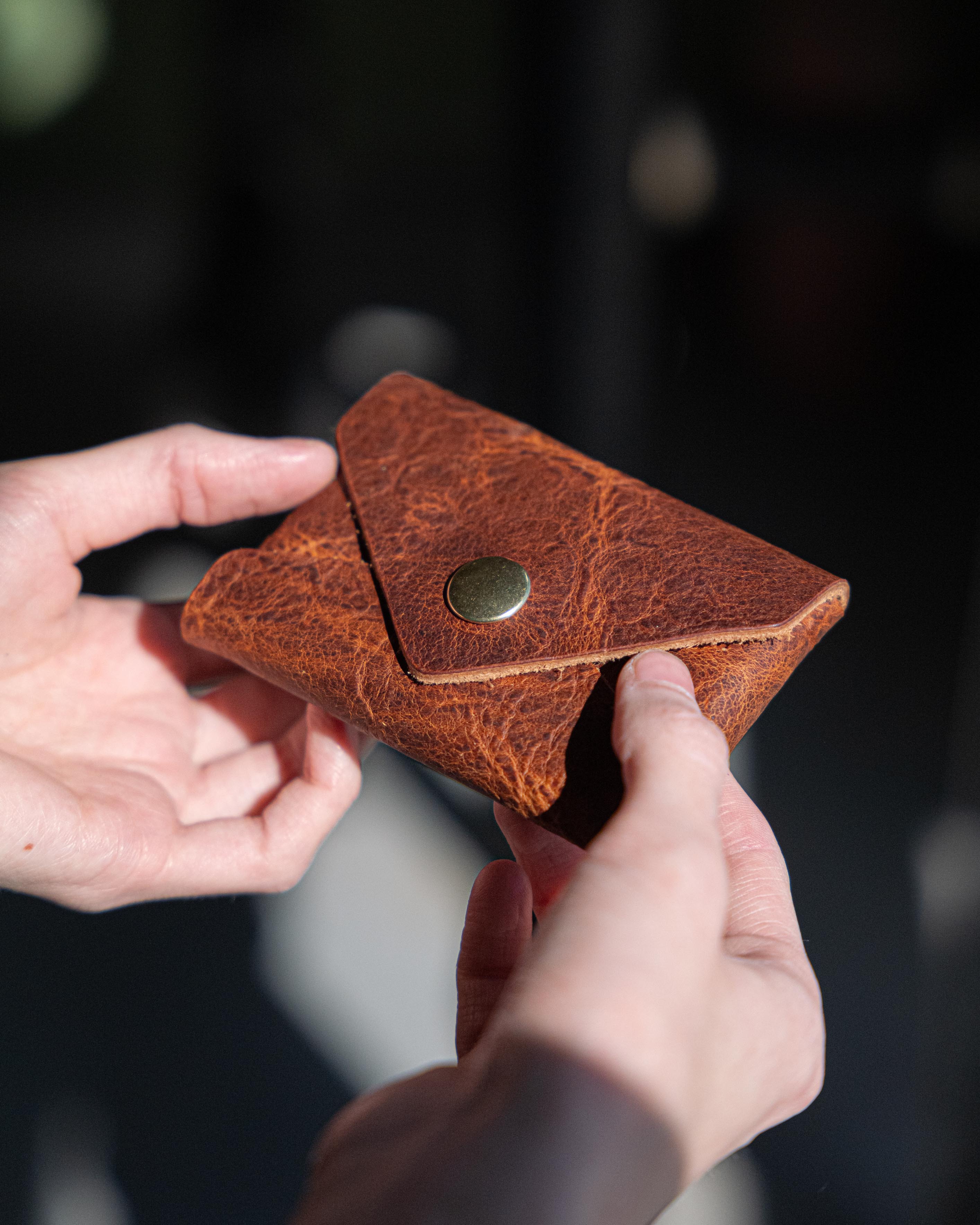 Original Bison Card Envelope- card holder wallet - leather wallet made in America at KMM & Co.